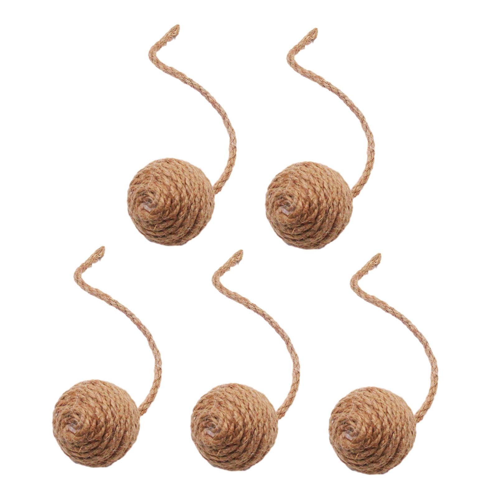 Ilsmysutra 5 Pieces Cat Toys Sisal Ball Self Play For Small Medium Cats Cat Teaser Toys 4.5Cm Yellow | Cat Supplies | Toys