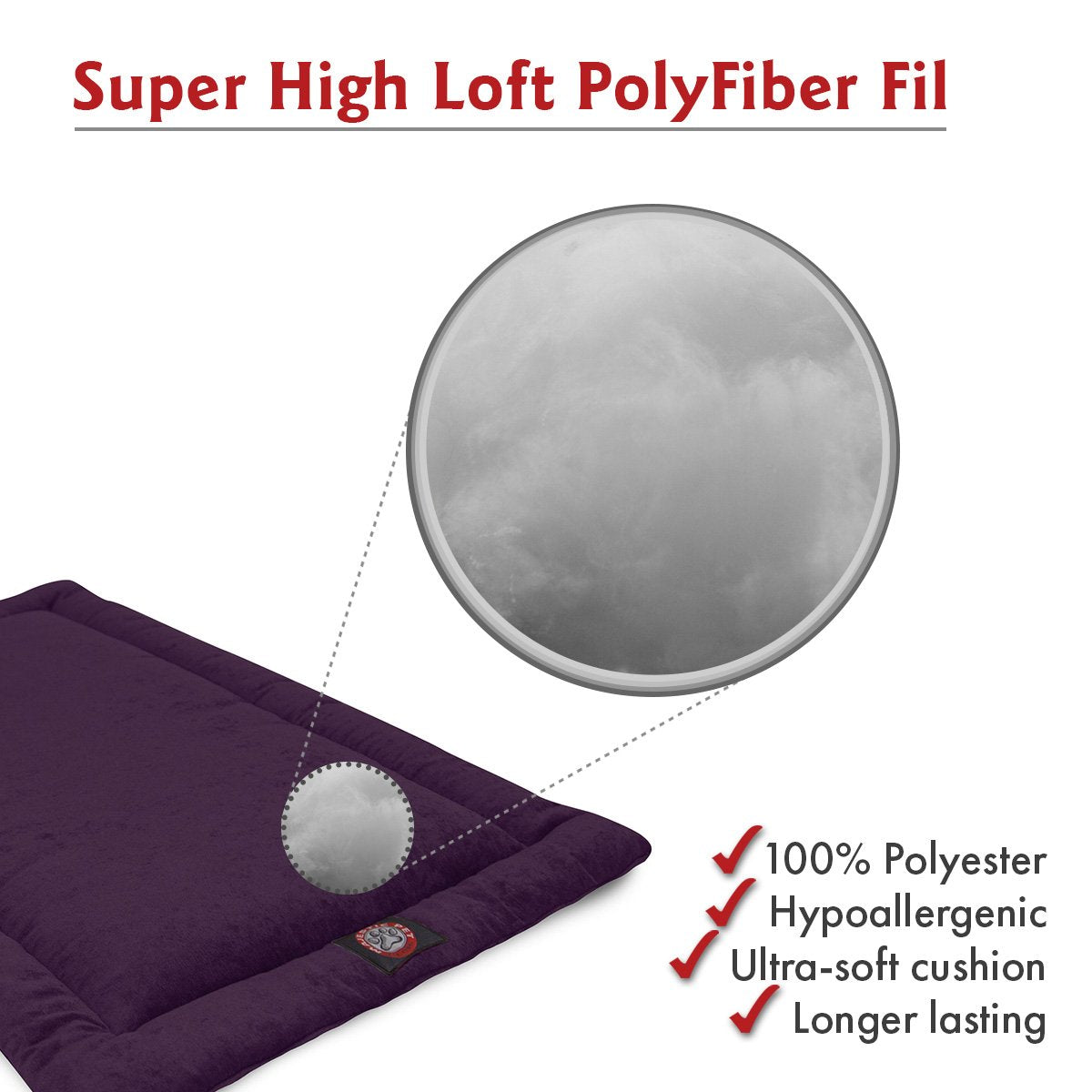 36'' Villa Aubergine Purple Crate Dog Bed Mat By Majestic Pet Products