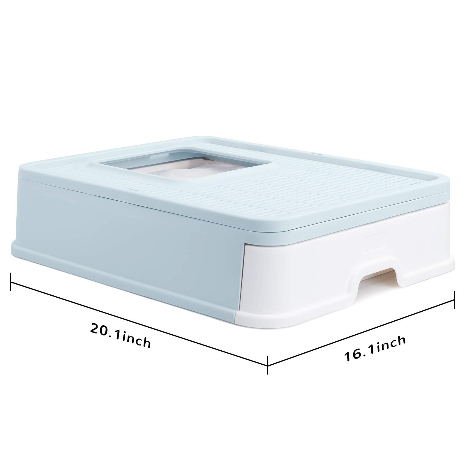 Petphabet Cat Litter Box, Square Foldable Jumbo Hooded Cat Litter Box With Plastic Scoop (Blue)