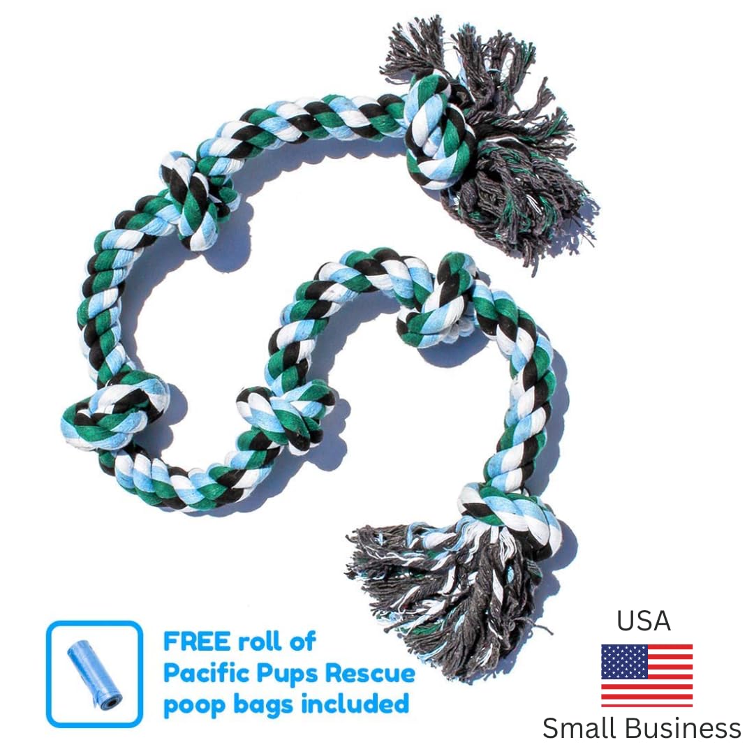 Giant Dog Rope Chew Toys For Extra Large Dogs - 42 Inch, 6 Knot Tough Benefits Non-Profit Animal Rescue - Indestructible Toy For Aggressive Chewers And Large Dog Breeds