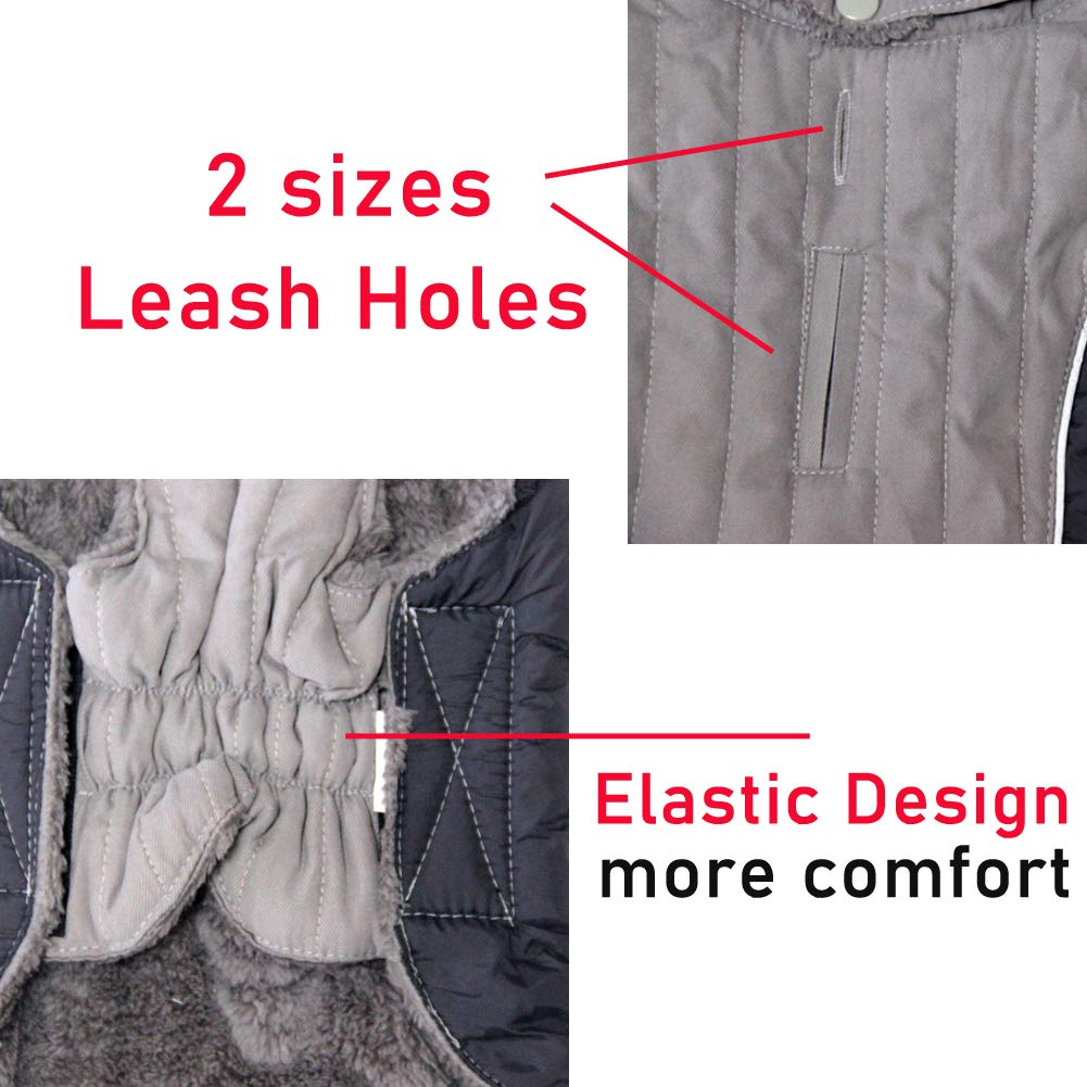 Joydaog Fleece Dog Hoodie For Small Dogs Super Warm Puppy Jacket For Cold Winter Dog Coats,Grey S