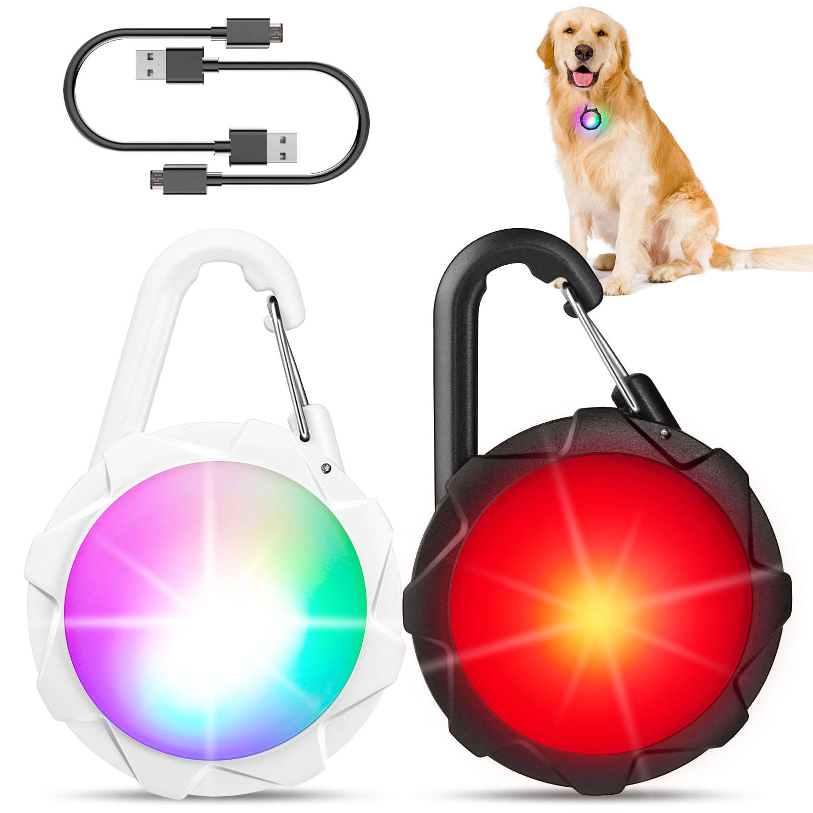 Dog Lights For Night Walking, 2 Pack 4 Modes Dog Collar Light, Ip68 Waterproof Pet Led, 700 Mah High Capacity Usb Rechargeable P