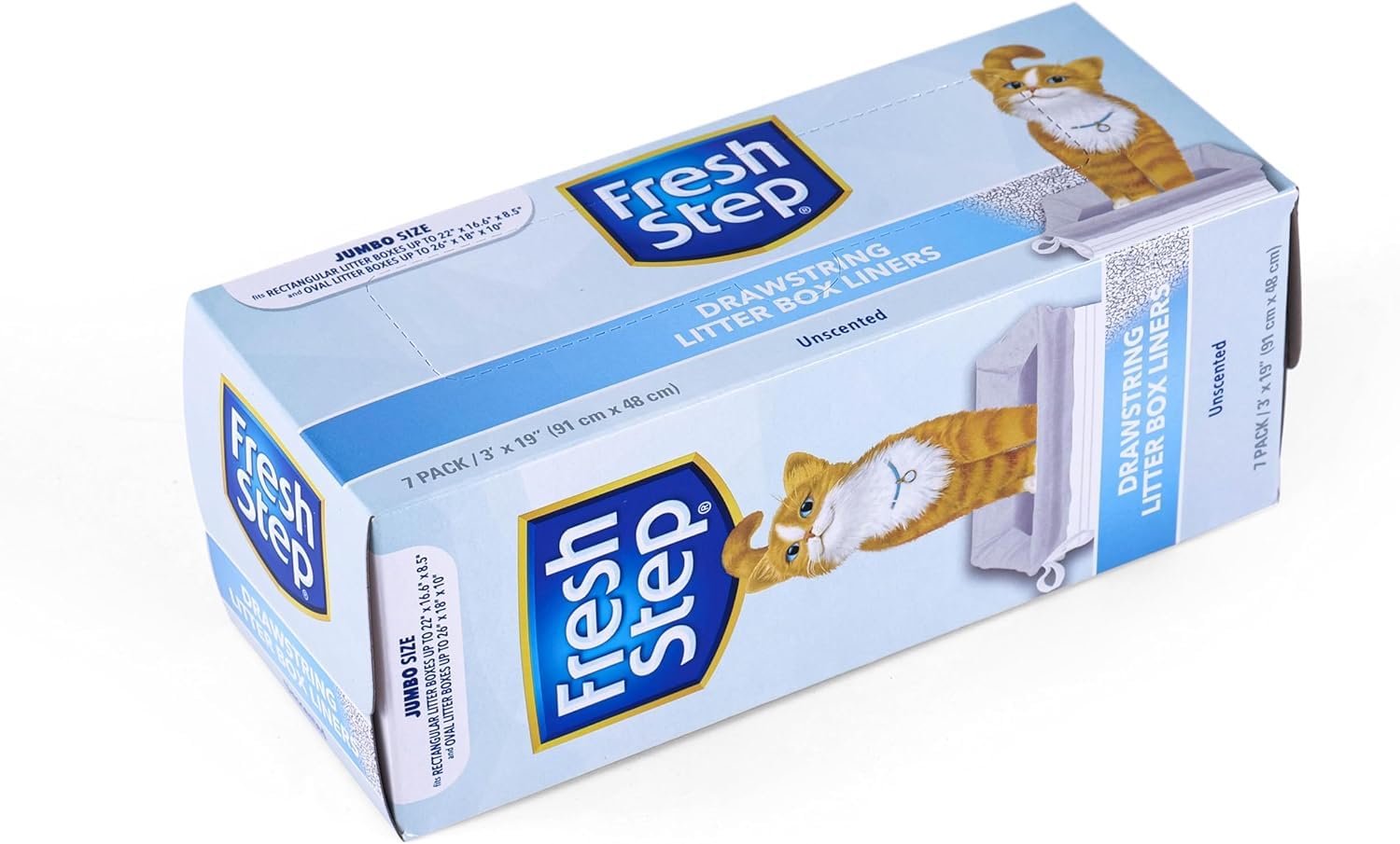 Fresh Step Drawstring Large Litter Box Liners | Heavy Duty Liners For Cat Litter Box | Scented & Unscented Available | Quick & Easy Cleanup, Unscented, Jumbo - 36 Pack