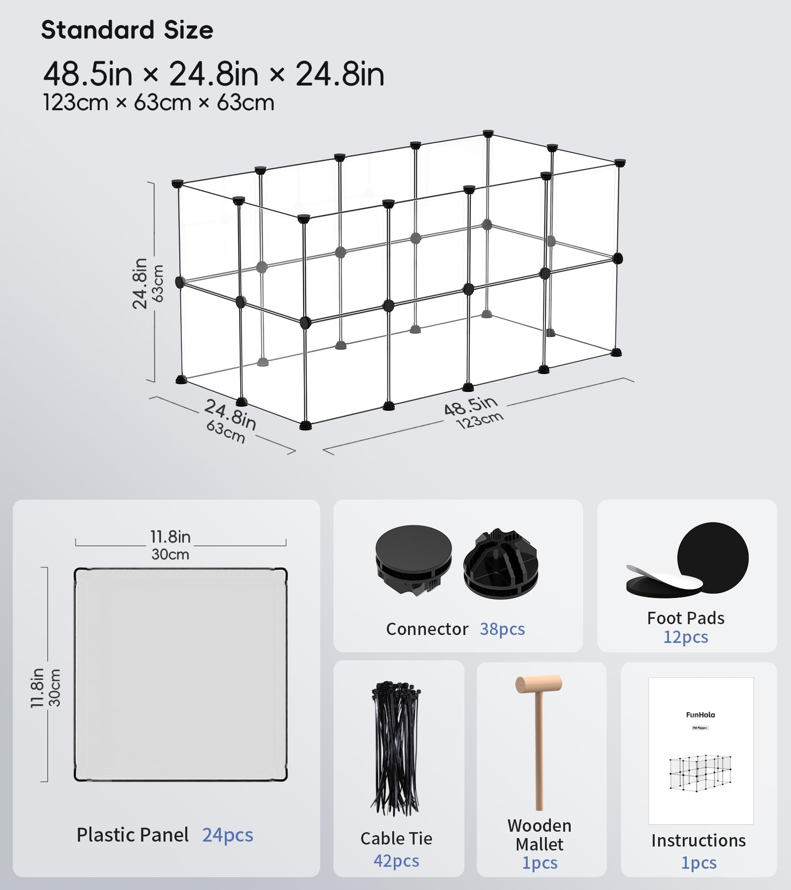 Funhola Small Animal Playpen, Guinea Pig Cages, 24 Panels Pet Playpen For Hamsters, Hedgehog, Bunny, Ferret, Indoor Outdoor Plas