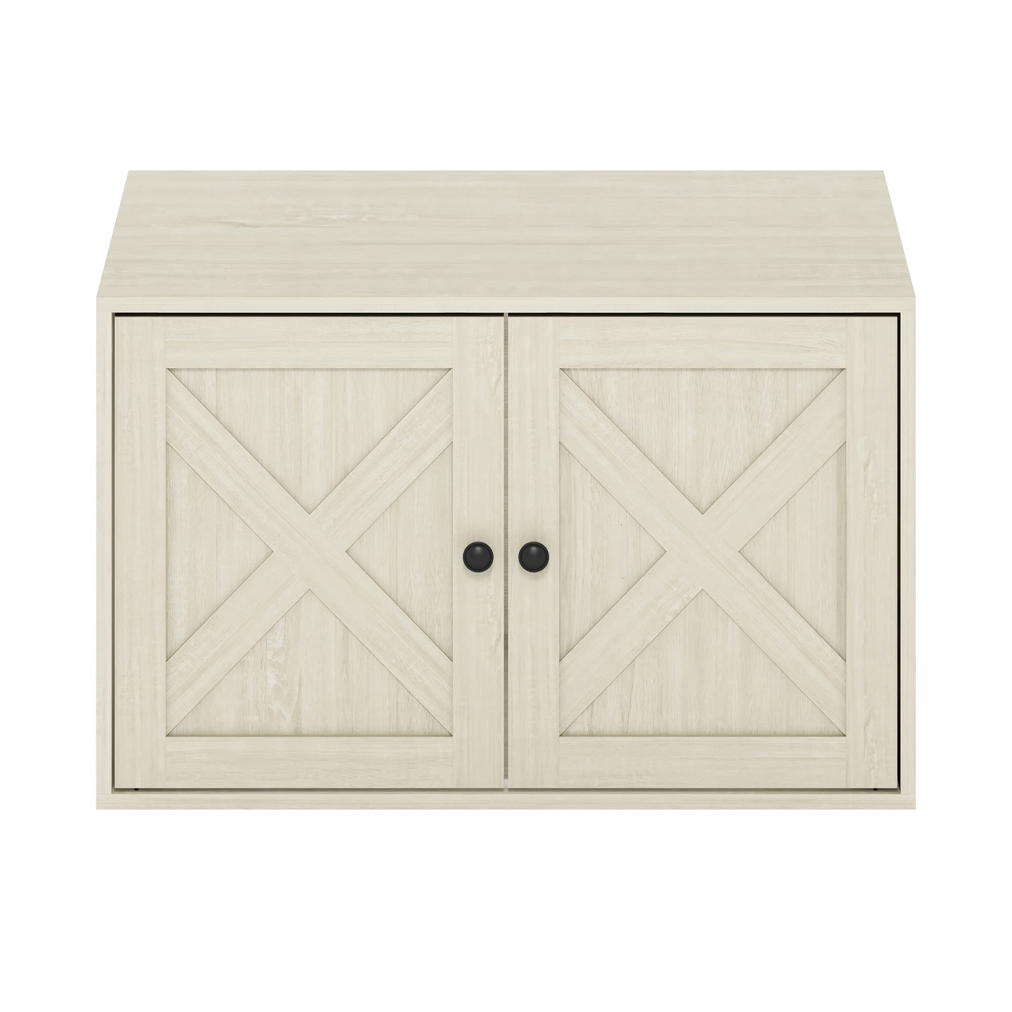 Furinno Peli Farmhouse Cat Litter Box Enclosure, White Wash