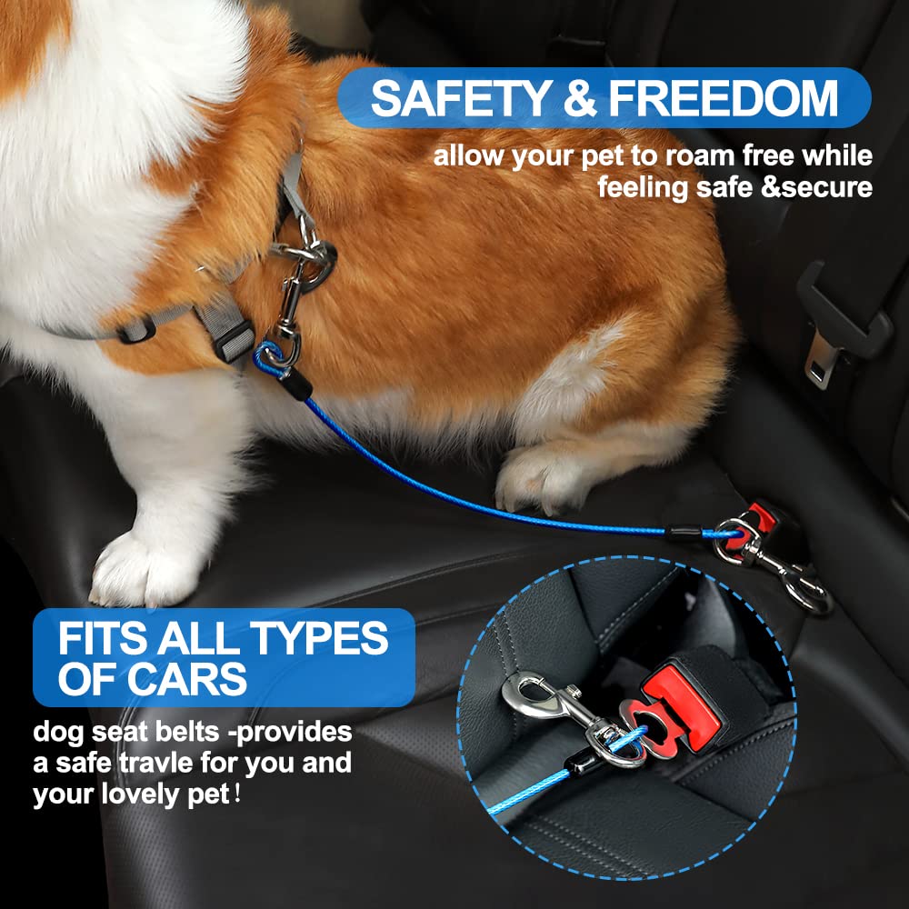 Dog Seat Belt Harness for Car,Dog Seatbelt of Coated Wire Leash Safety Restraint,No Chew Tether Cable Vehicle Dog Accessories,Do