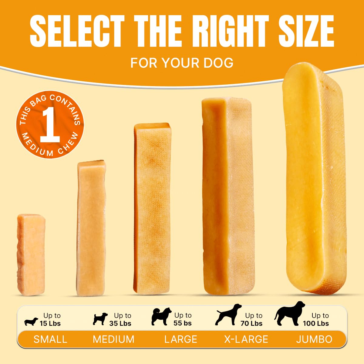 Tibetan Yak Cheese Dog Chew Sticks - Natural, Handmade, Long-Lasting, Easy to Digest,Ideal for Medium Dogs and Aggressive Chewer