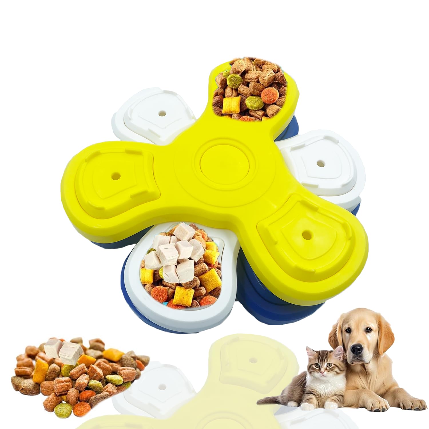 Yellowcult Interactive Puzzle Feeder Toy For Dogs & Cats, Slow Feeder Bowl, AntiChoking Food Feeder, Fun Food Training Toy, Non