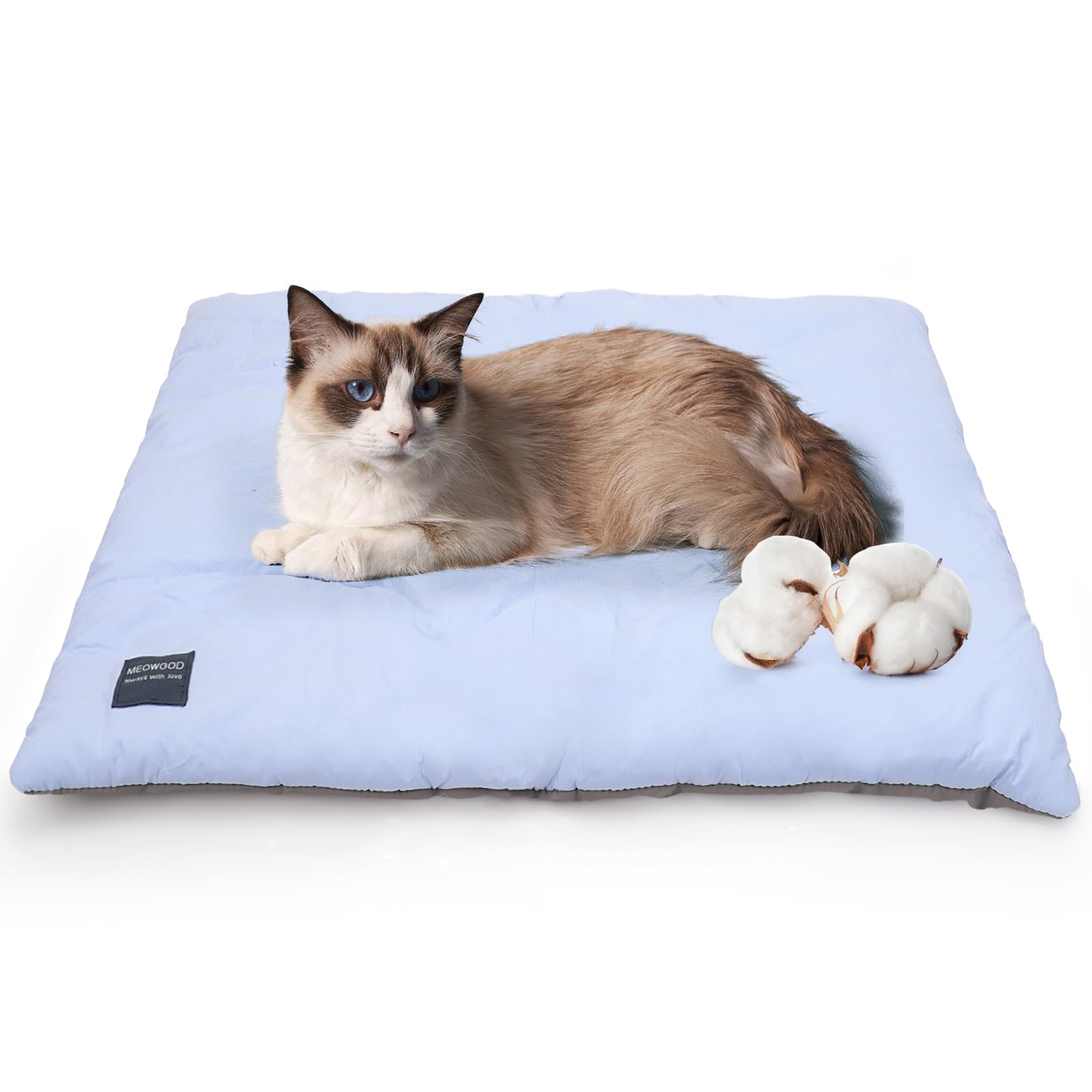 Meowgod 100% Cotton Cat Bed Mat,Warming Cat pad, Pet Warm Pad for Cats, Mat for Dog and Cats Indoor Bed Couch Sofa Floors,Water 