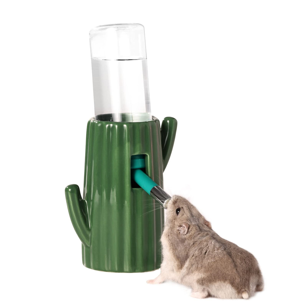 Bucatstate Cactus Ceramic Leakproof Hamster Water Bottle Guinea Pig Water Bottles Rabbit Water Bottle With Holder Water Feeder For Small Animals