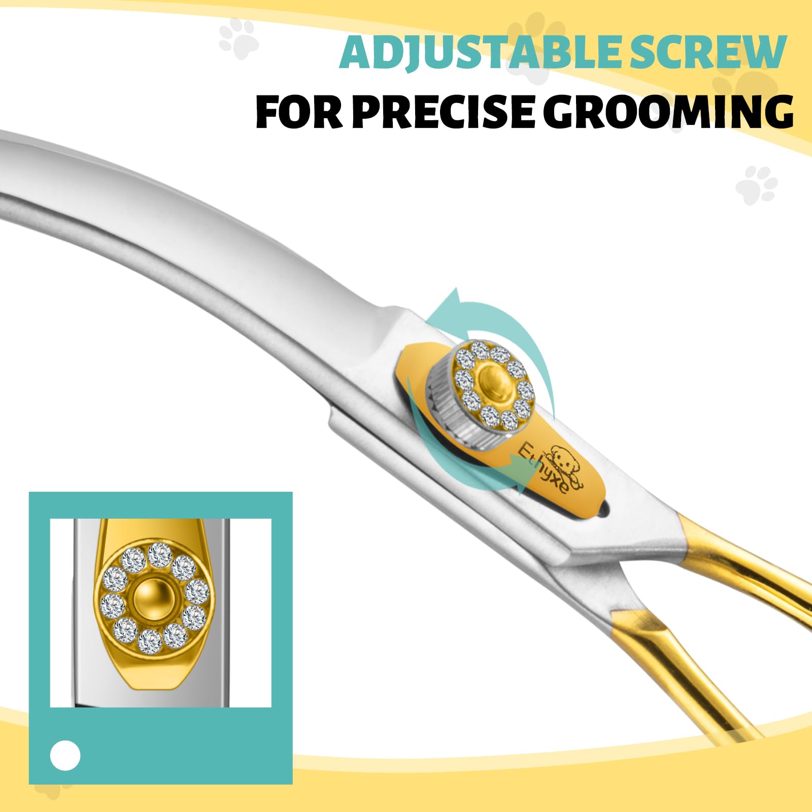Ethyxe 7 Inch Curved Dog Grooming Scissors Made Of 440C Stainless Steel Professional Downward Curved Pet Face Trimming Shears Wi