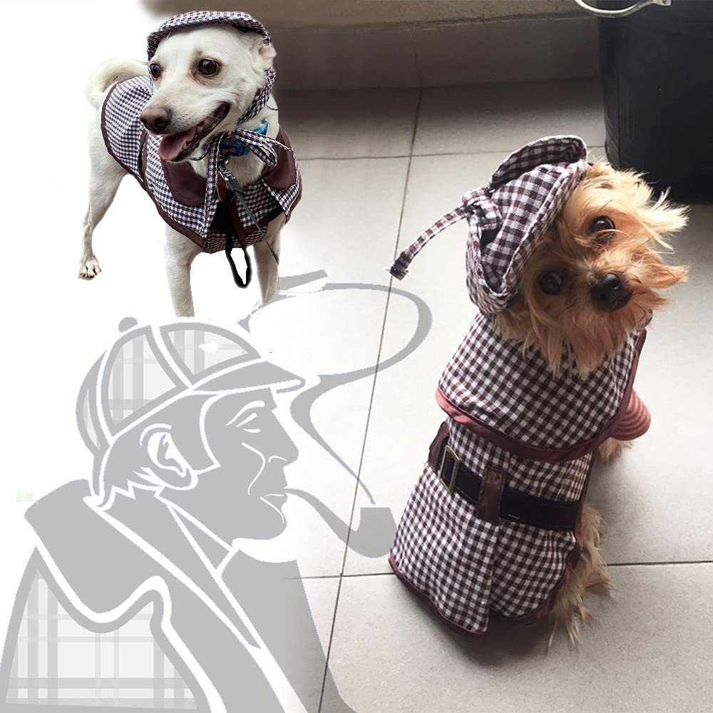 Dog Halloween Costume Famous Detective Dog Costume, Dog Detective Costume Halloween For Dogs Outfit Pet Costume, Funny Dog Cosplay Costume Small Dog Halloween Costume For Christmas Birthday Party
