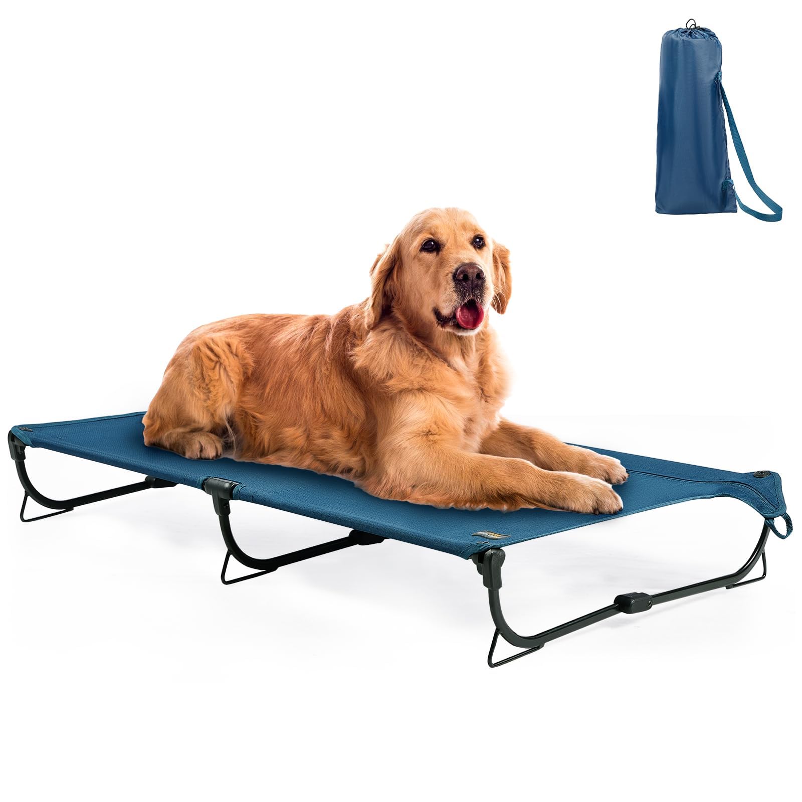 Canine Canyon Folding Raised Dog Bed, Large Outdoor Elevated Dog Cot, Cooling Chew Proof Pet Cots Bed, Portable, Heavy Duty Up T