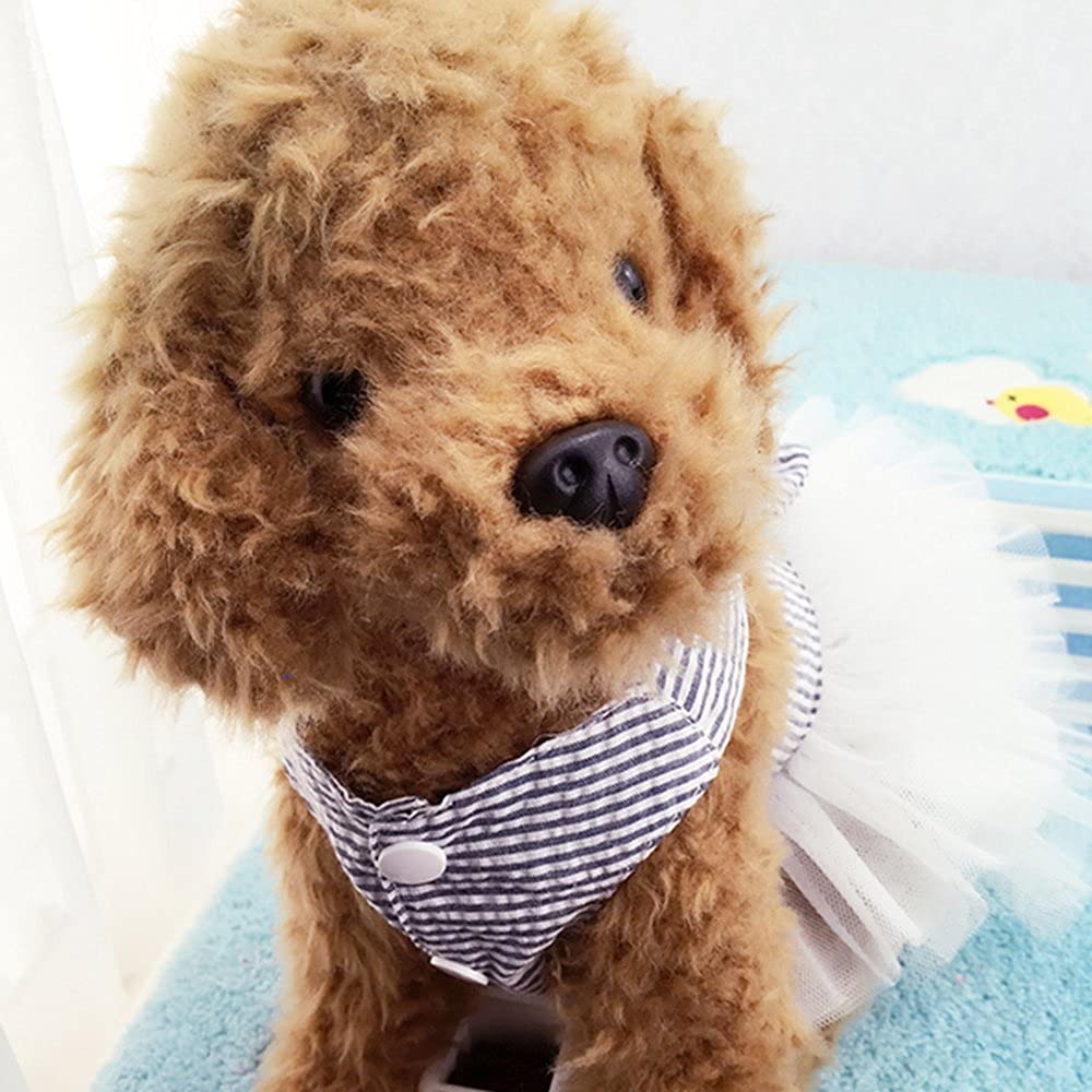 Dog Dresses, Fashion Pet Dog Clothes, Striped Mesh Puppy Dog Princess Dresses (Blue, X-Large)