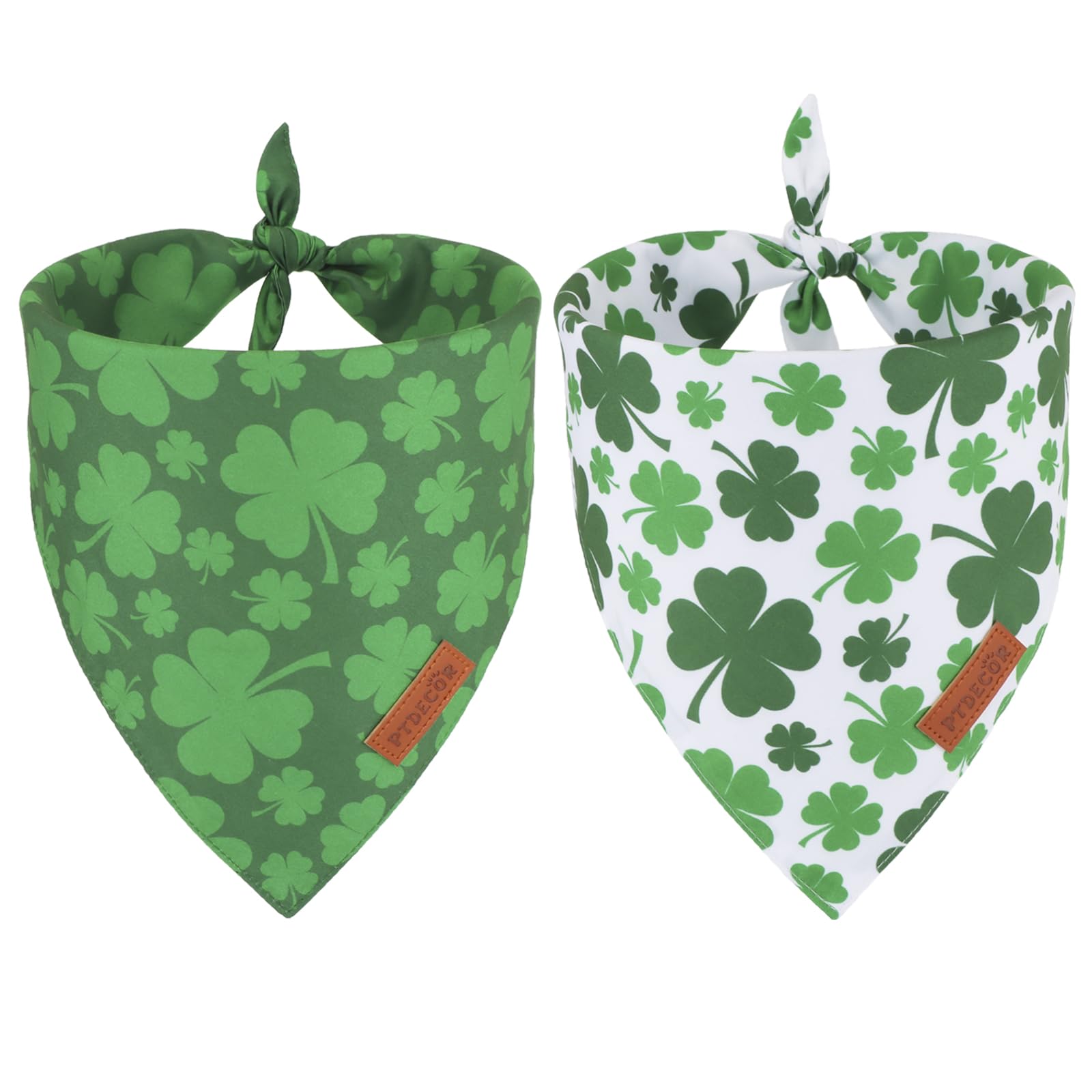 Ptdecor St. Patrick'S Day Dog Bandana, Reversible Dog Scarf, Multi Size Offered, Green Shamrock Pet Bandanas For Medium Large Do