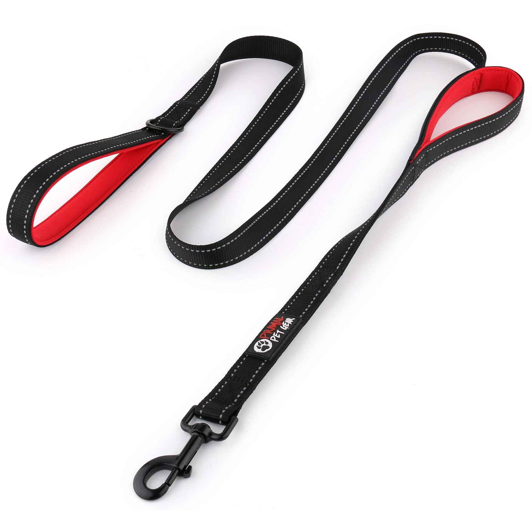 Primal Pet Gear Dog Leash 6Ft Long,Traffic Padded Two Handle,Heavy Duty,Reflective Double Handles Lead For Control Safety Traini