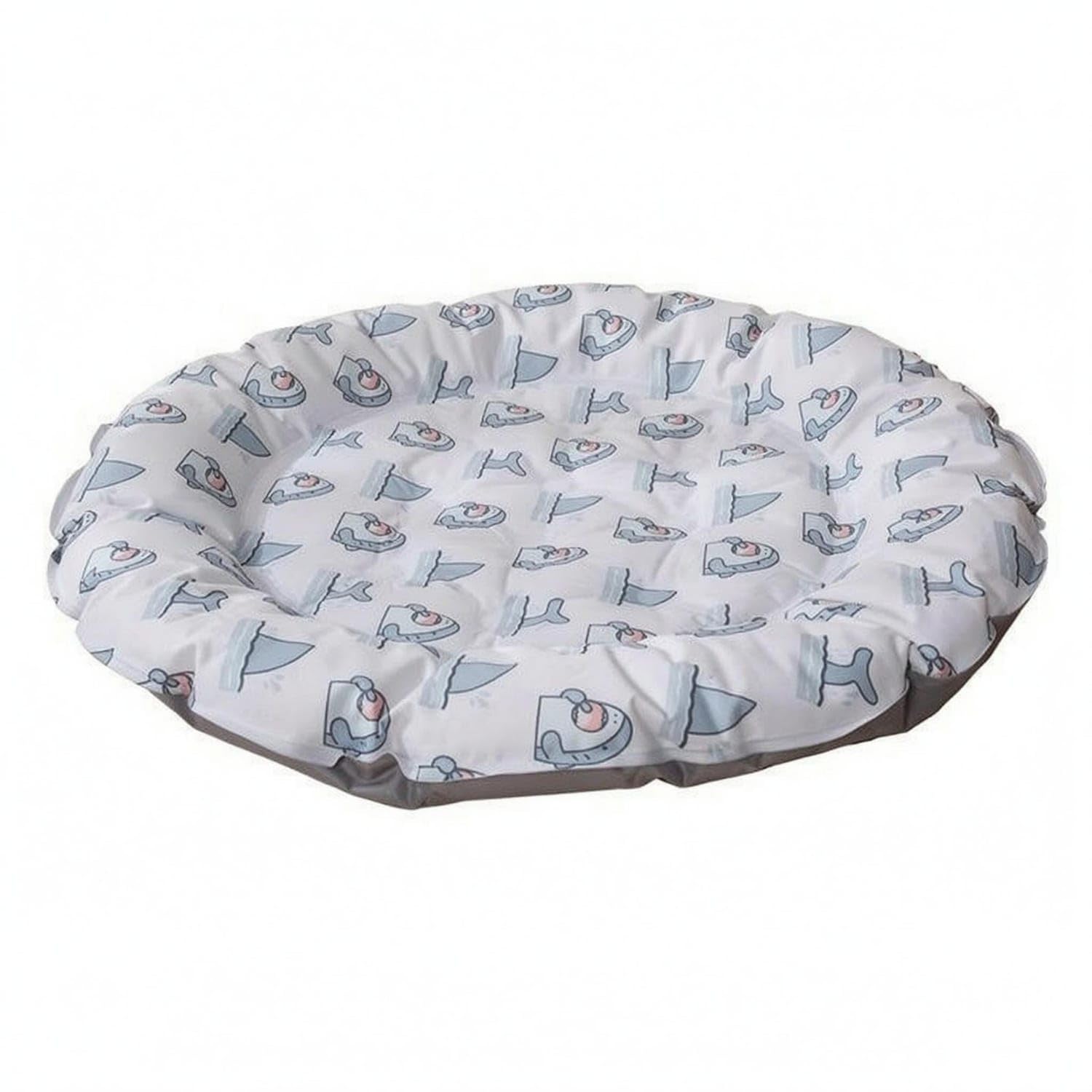 Padded Pet Cooling Mat Round Summer Pet Bed Mat Textile Cover Printed Patterns for Warm Weather, White, L