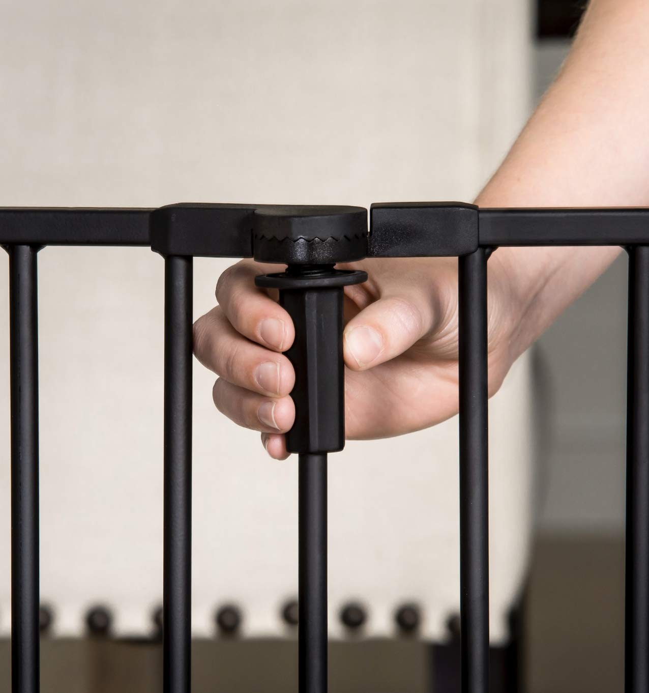 Regalo Deluxe Widespan Safety Gate, 74.5" W x 28" H, Metal, Black, Model 1176, Includes 4 Wall Mounts
