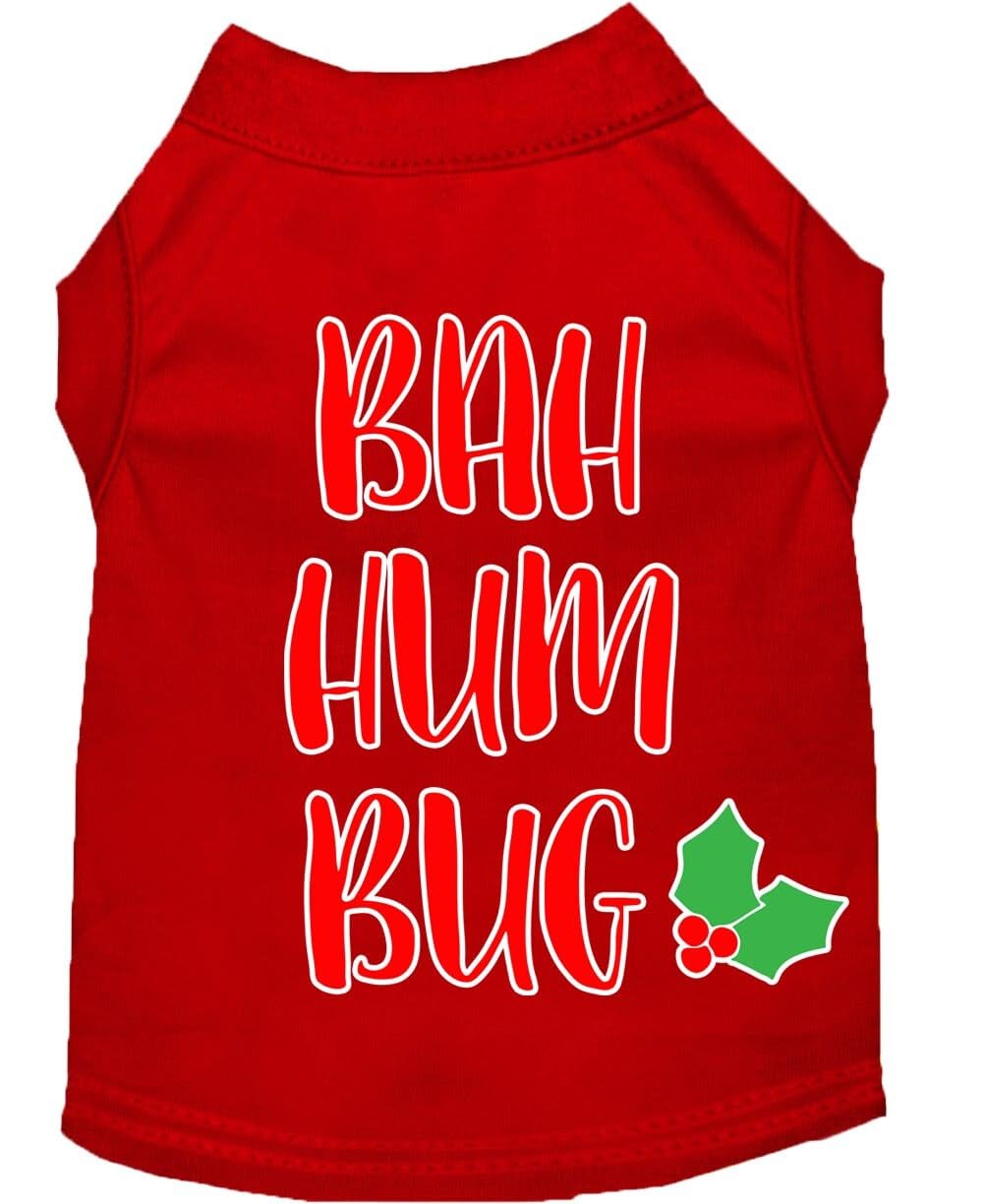 Christmas Pet Dog & Cat Shirt Screen Printed, &quot;Bah Humbug&quot; White LG (10-14 lbs.)