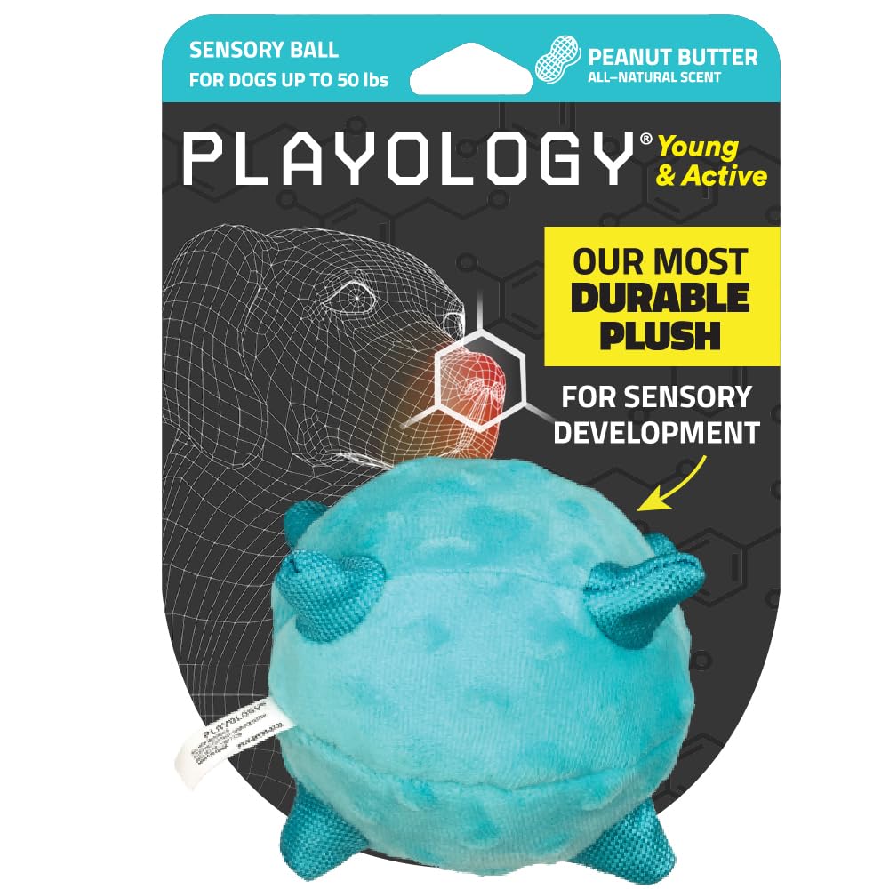 Playology Puppy Dog Ball For Sensory Development | Medium Sized Stuffed Chew Toy With Squeaker For Puppies Up To 50Lbs | Engagin