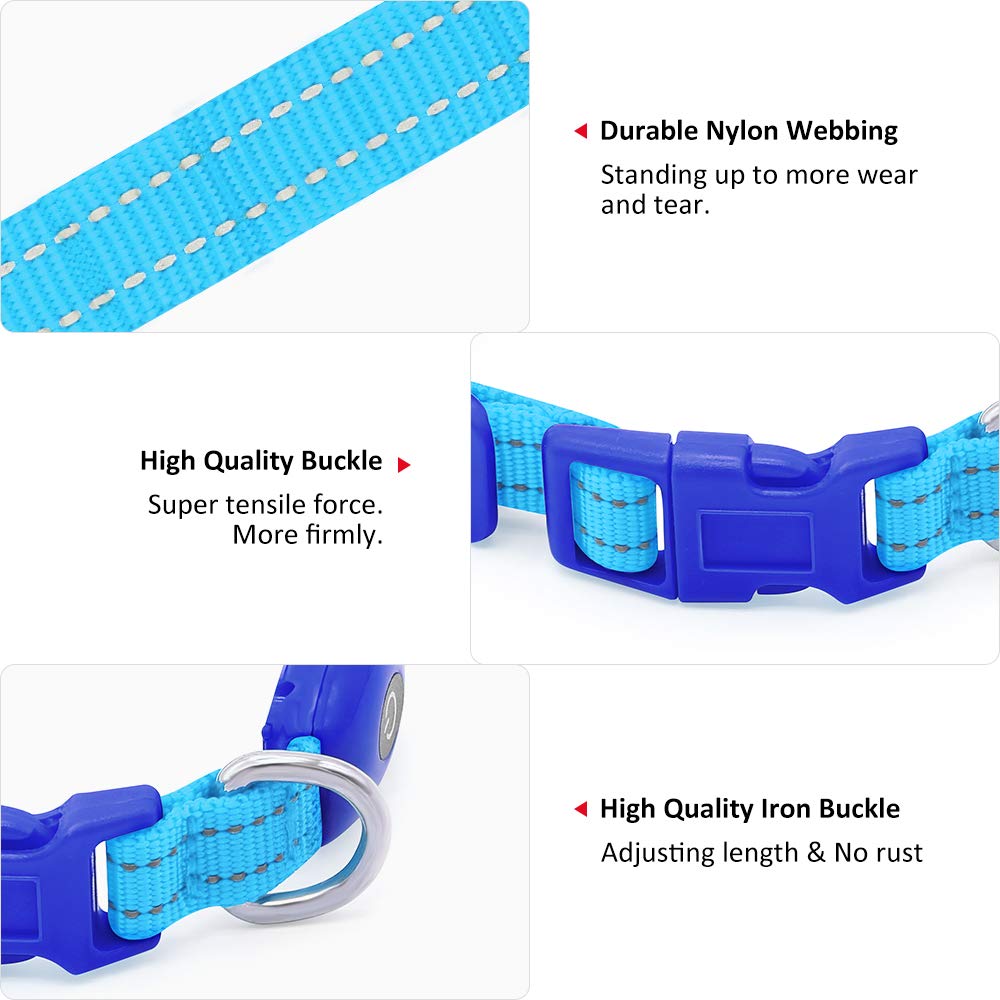 Domagiker Light Up Dog Collars - Rechargeable Led Dog Collar For Small Dogs& Cats, Glowing Puppy Collar, Flashing Dog Lights For