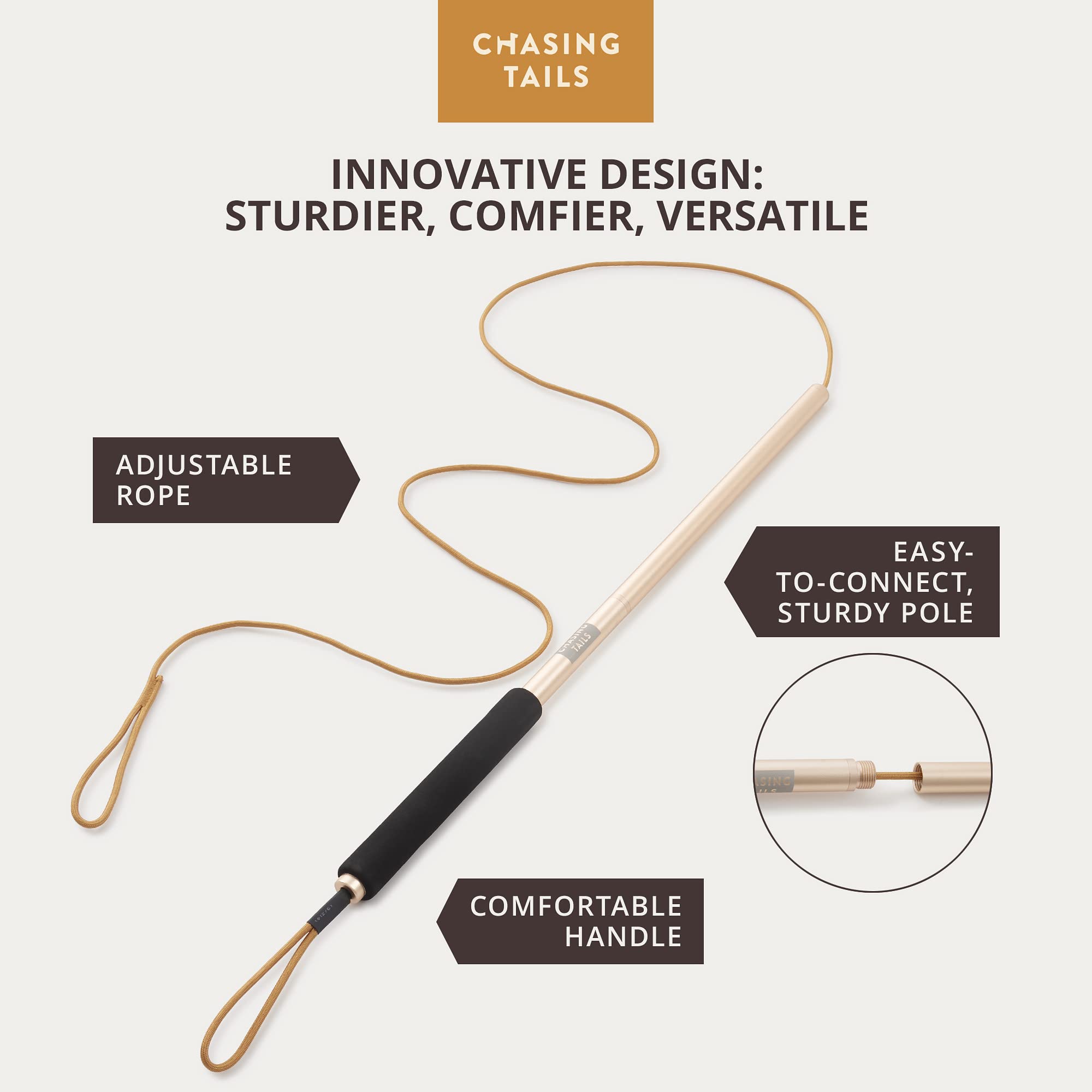 Chasing Tails Flirt Pole For Dogs Heavy Duty - 26 Inch With 30 Inch Rope And Two Toys For All Breeds - Spring Pole For Dogs, Dog Flirt Pole For Large Dogs, Dog Catcher Pole