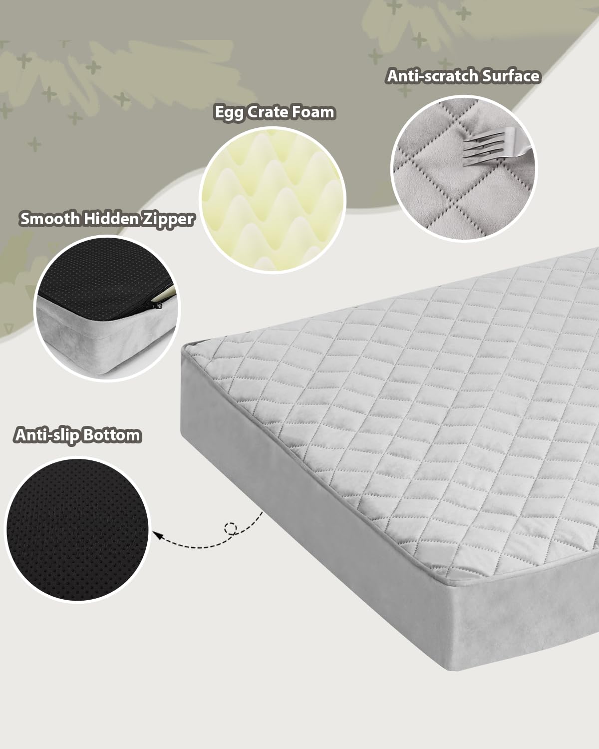 Nupida Orthopedic Dog Beds For Extra Large Dogs Waterproof With Removable Washable Cover And Non-Slip Bottom, 47X29 Inch, Light