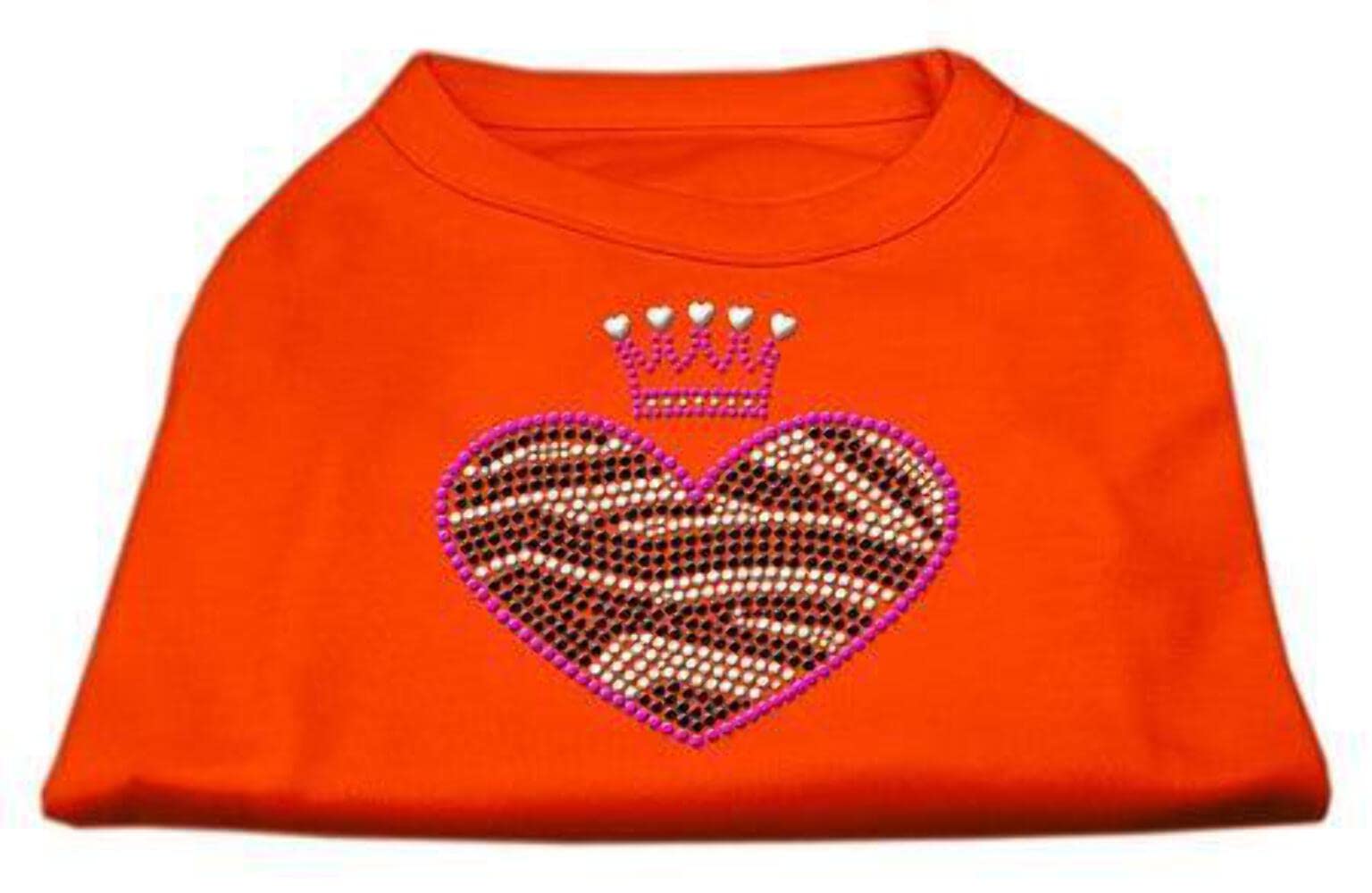 Mirage Pet Products Zebra Heart Rhinestone Dog Shirt, Small, Orange