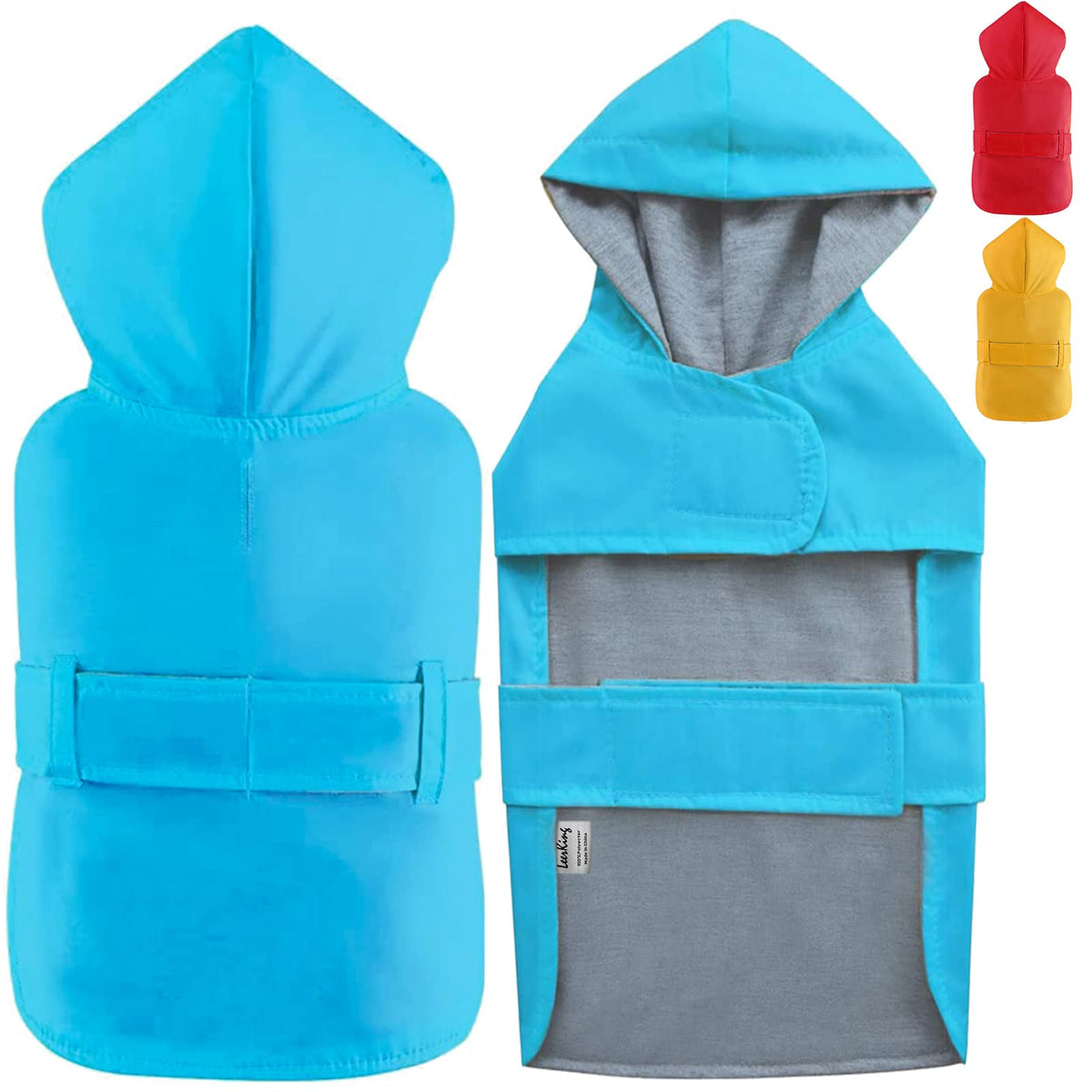 Leerking Dog Raincoat Hooded Leash Hole 10 Sizes, Waterproof Double Layer Dog Rain Coat Jacket With Cotton Lining For Small Medium And Large Dog,Blue,Xxl