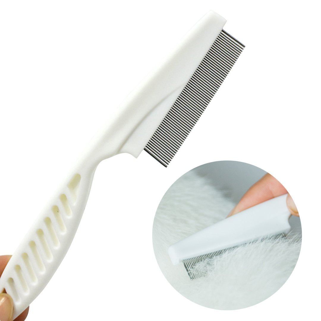 Ennc Pet Grooming Tool Extra Fine Toothed Flea Comb Cat/Dog Stainless Steel Brush Comb -White