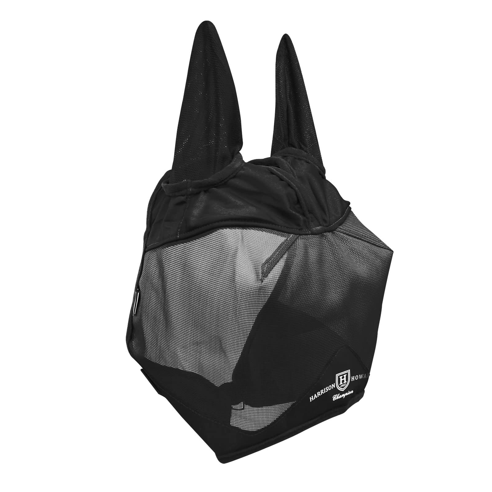 Harrison Howard UV-proof Multi-Function Fabrics Thick Fleece Padding Horse Fly Mask Half Face with Ears Black Horse Large