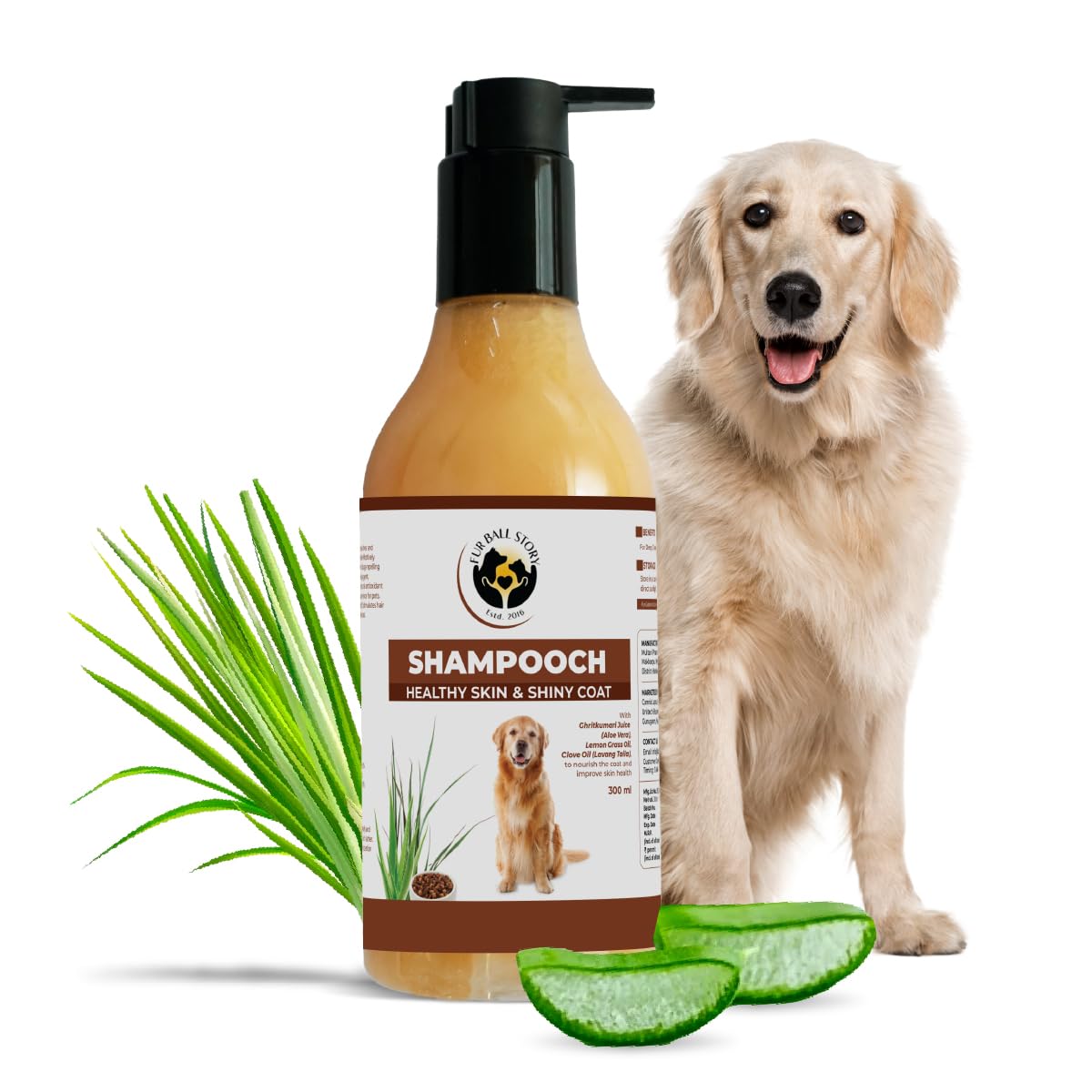 Fur Ball Story Shiny Coat Kit For Dogs | Ayurvedic & Vet Recommended | Shampooh Healthy & Shiny Coat For Dogs 300Ml + Cannivin O