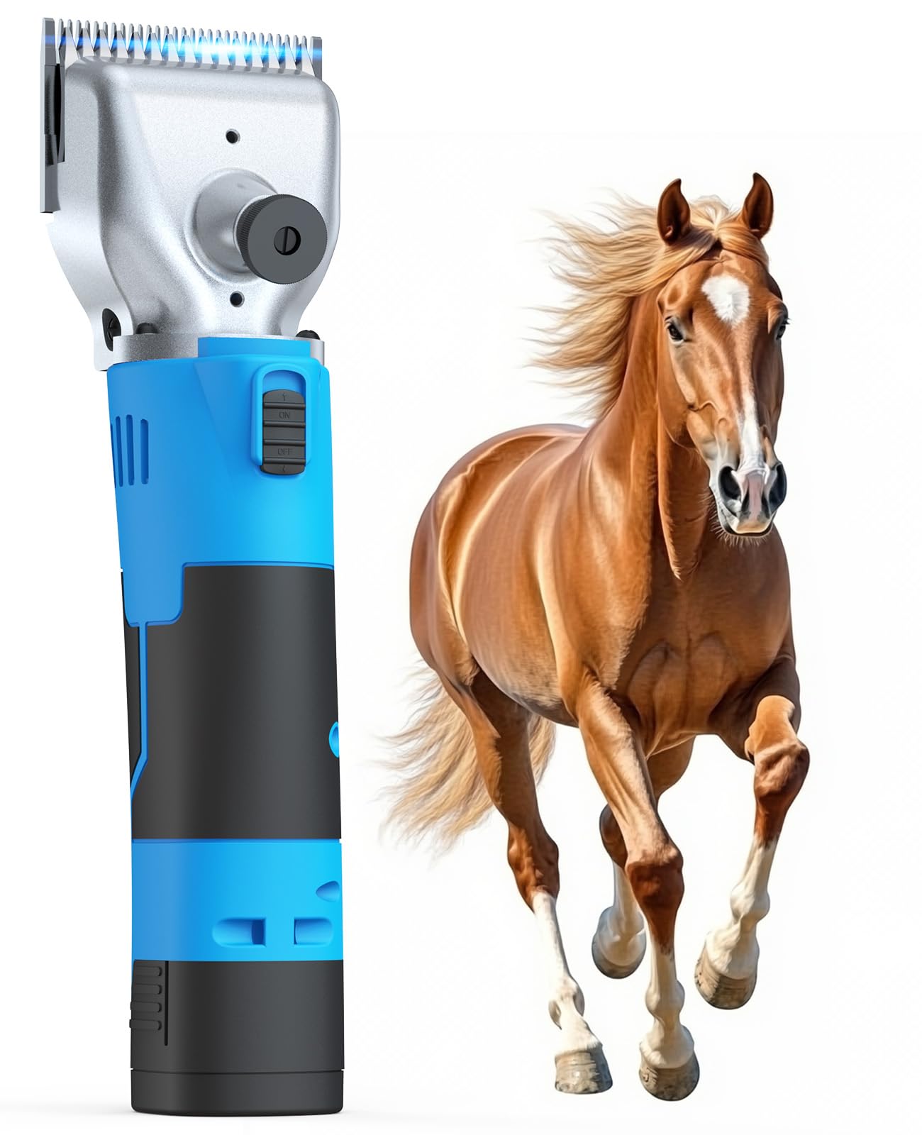 Oneisall Cordless Horse Clippers,Professional Horse Grooming Clippers With 2 Batteries,Detachable Stainless Steel Blade Heavy Du