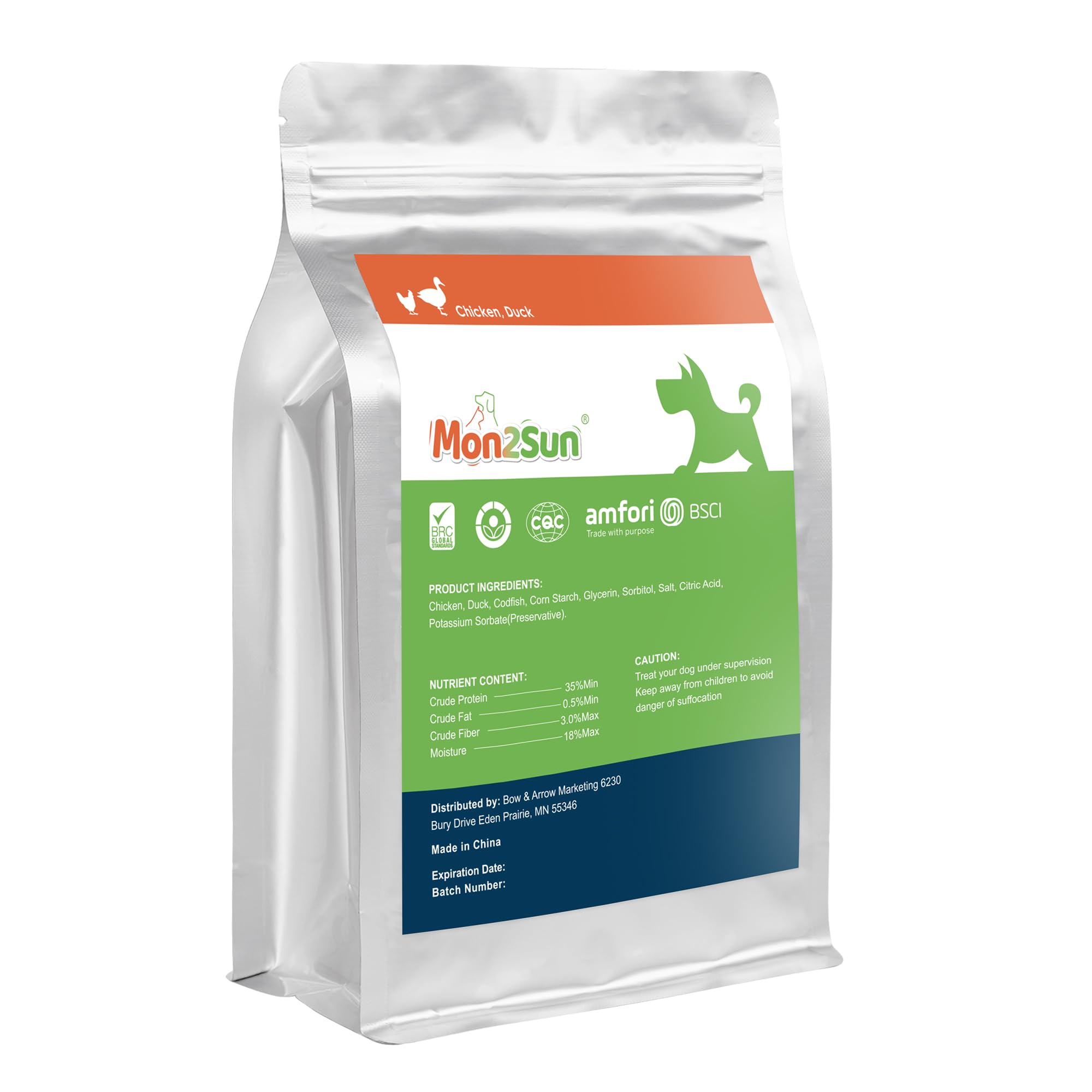 MON2SUN Dog Treats, Triple Flavor Jerky Twist Sticks, 5-7 Inch Chicken Duck and Codfish Sticks Chews for Small Dogs, Healthy Sna