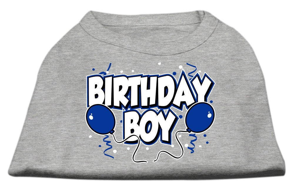 Mirage Pet Products 10-Inch Birthday Boy Screen Print Shirts, Small, Grey
