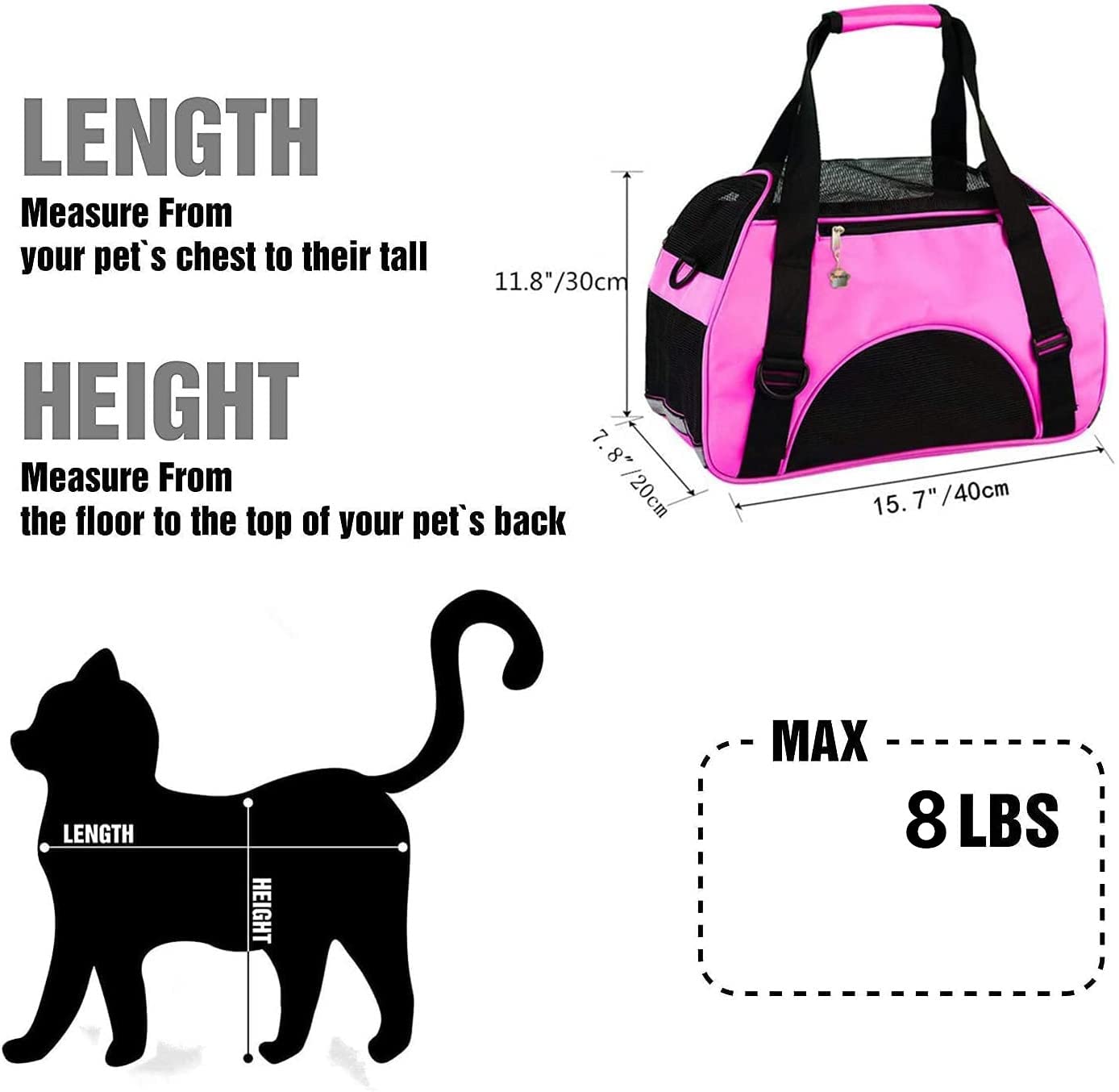 Zanesun Cat Carrier,Soft-Sided Pet Travel Carrier For Cats,Dogs Puppy Comfort Portable Foldable Pet Bag Airline Approved (Small Rosered)