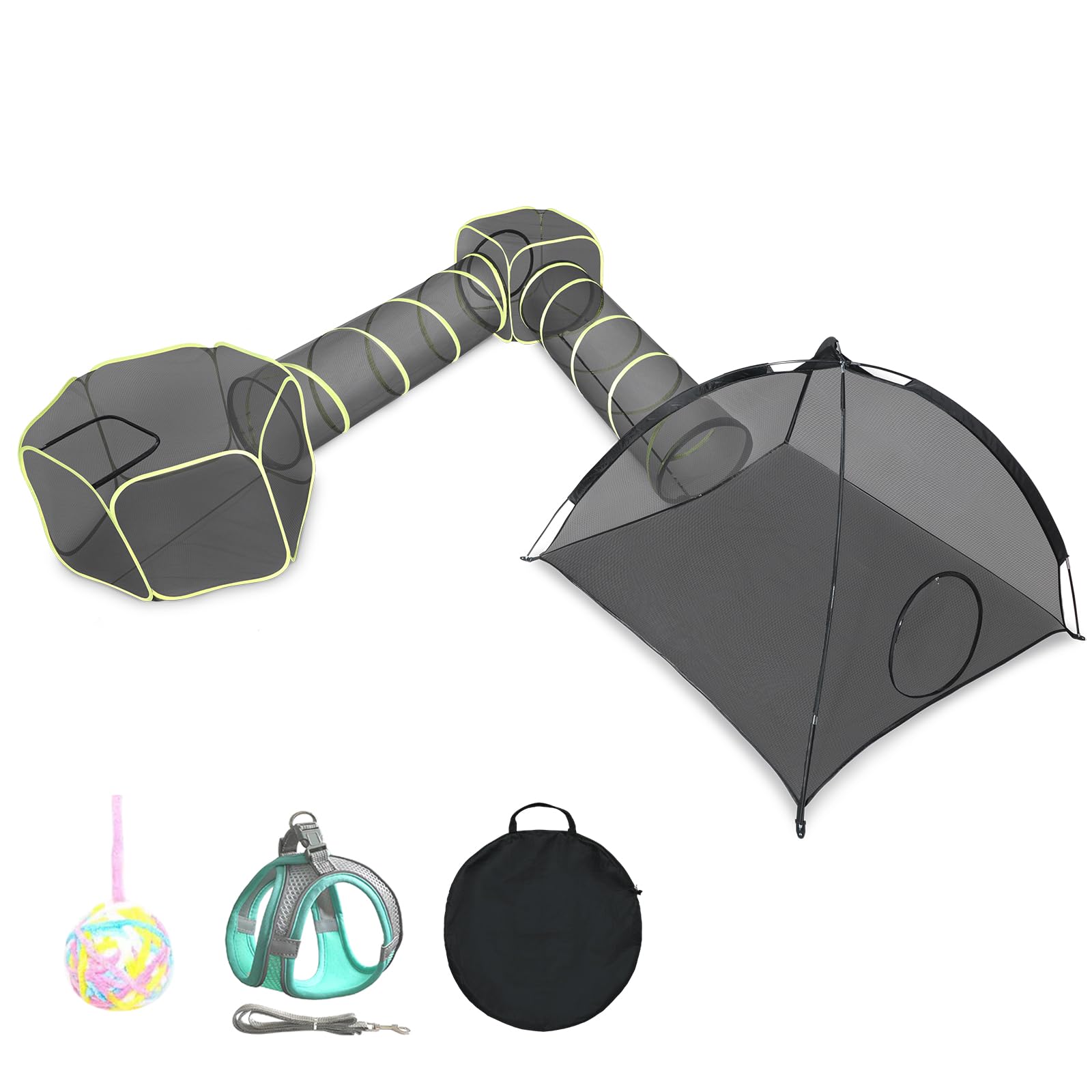 Wilwolfer Outdoor Cat Enclosures For Indoor Cats- 5 In 1 Outdoor Cat Tent With Tunnel- Cat Houses For Outdoor Cats- Outdoor Cat