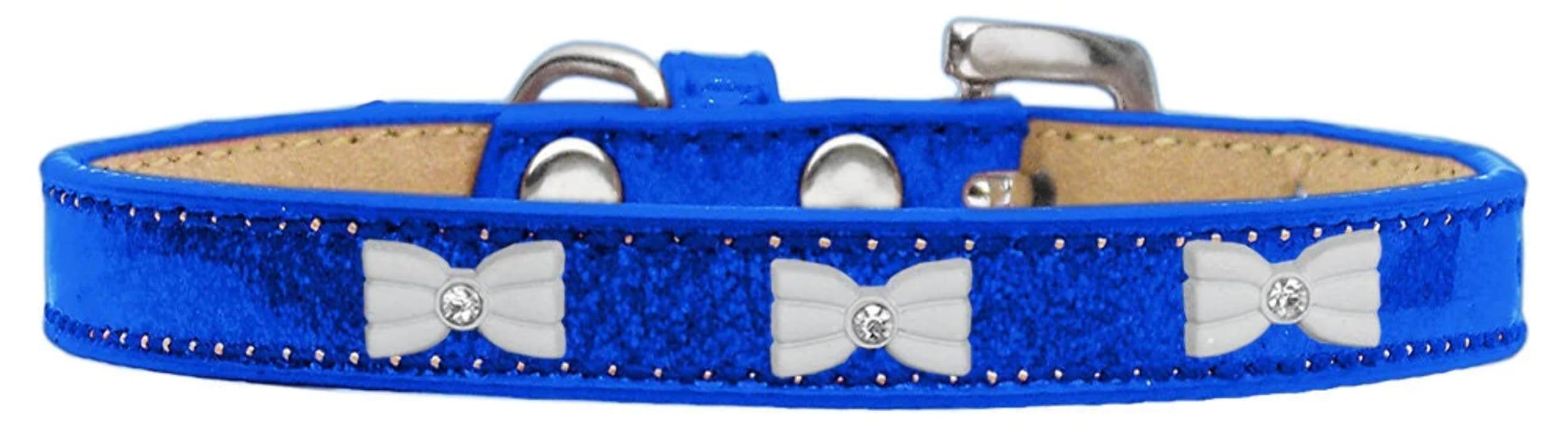 Dog, Puppy & Pet Widget Ice Cream Collar, White Bow Gold 10