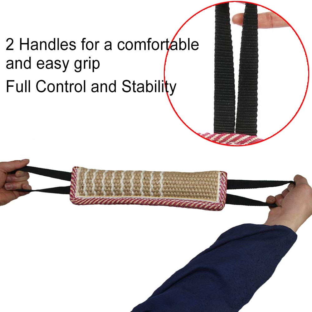 Dog Tug Toy |Tug of War Dog Toy |Jute Bite Pillow with 2 Handles for Puppy Training Interactive Play, Fetch, K9 |Suitable for Sm