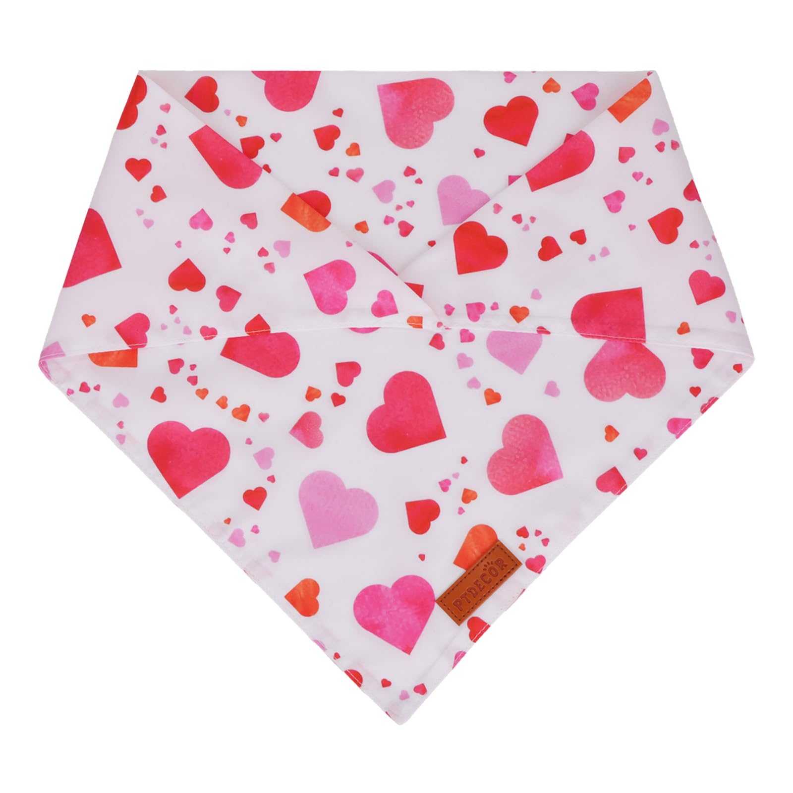 Ptdecor Valentine Dog Bandana, White Purple Love Heart Design Reversible Dog Scarf, Triangle Valentine Bandanas For Medium Large