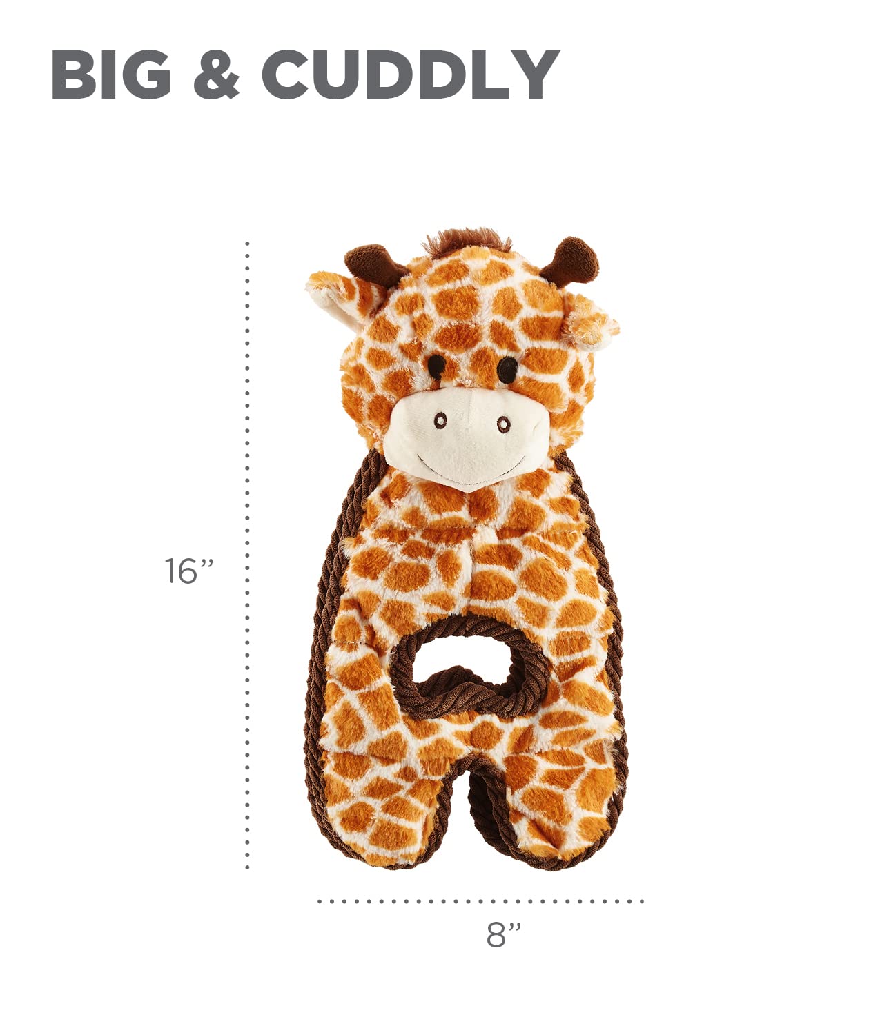 Charming Pet Cuddle Tugs Giraffe Plush Squeaky Dog Toy
