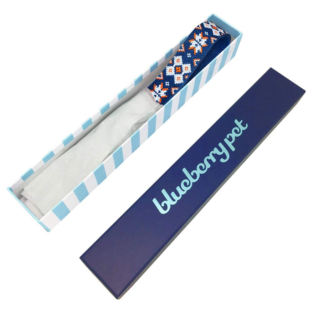 Blueberry Pet 3 Patterns Southwestern Modern Tribal Print Genuine Leather & Polyester Fabric Combo Dog Collar With Metal Buckle