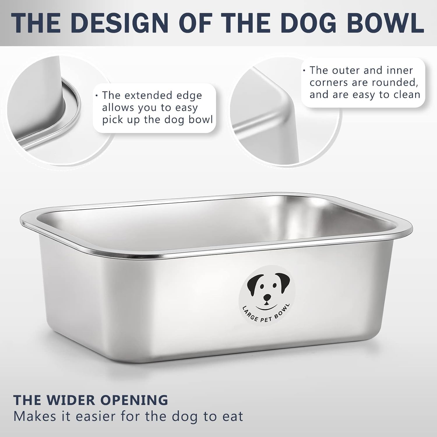 Stainless Steel Dog Bowls for Large Dogs, High Capacity Metal Dog Food Bowls, Food and Water Bowl for Larges, X-Large, and Big D