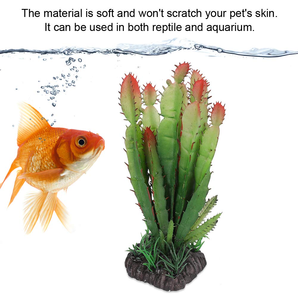 Gloglow Reptile Plants Terrarium Decor,Simulation Plastic Cactus Plant Landscaping Decoration For Tortoise Lizard Gecko Bearded Dragon