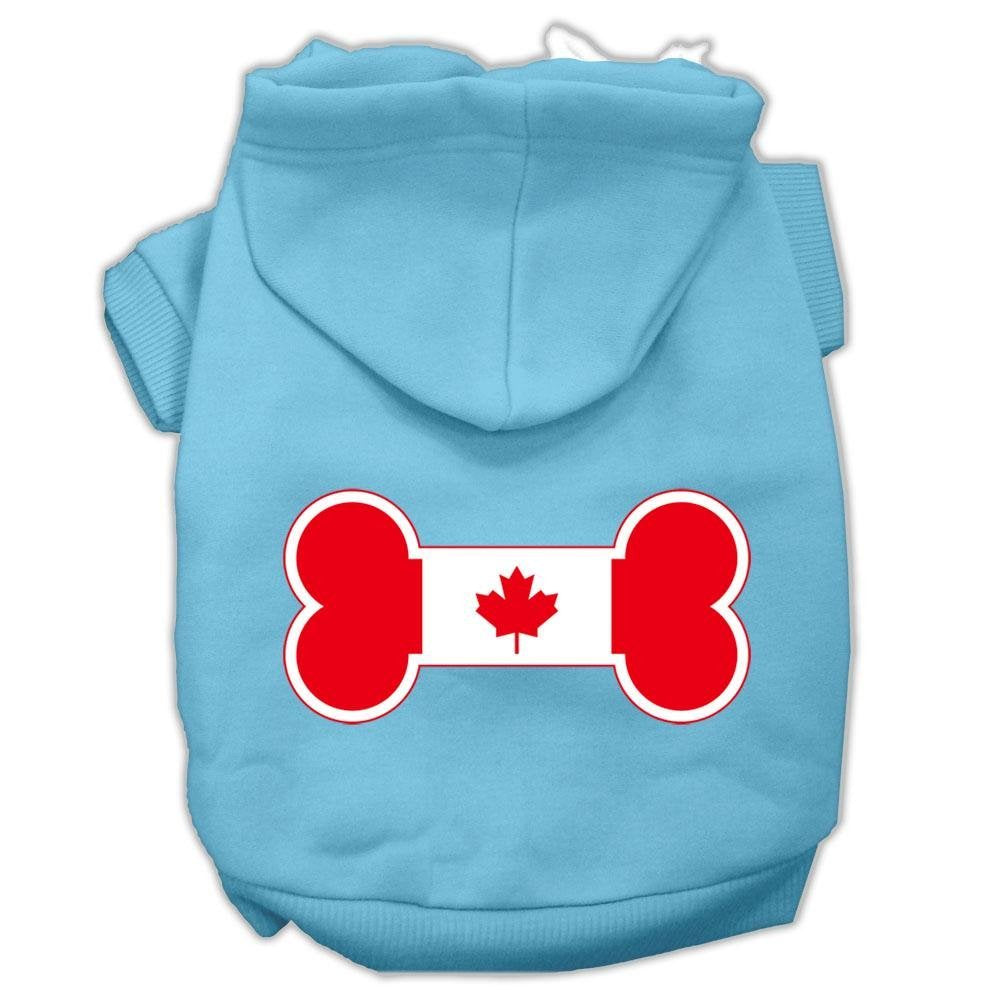 Pet, Dog & Cat Hoodie Screen Printed, 'Bone Shaped Canadian Flag' Baby Blue 2Xl (20-25 Lbs.)