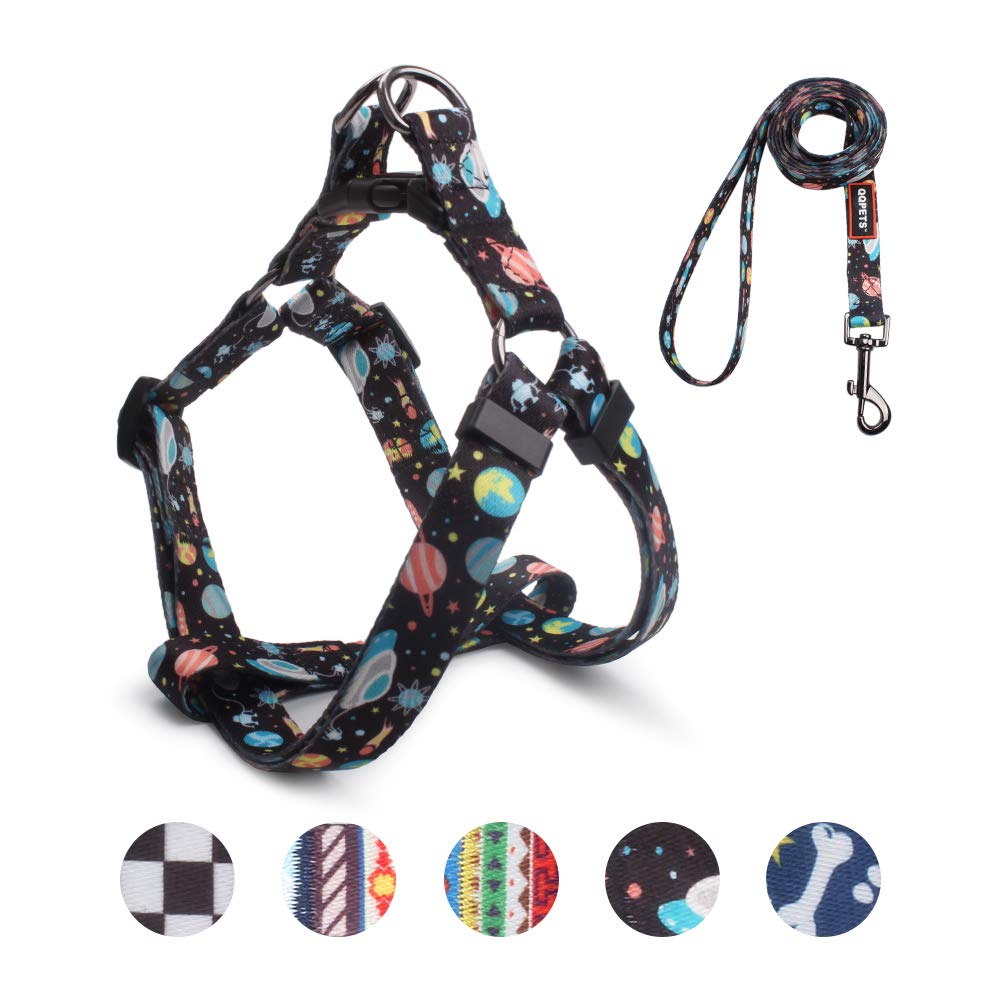 Qqpets Dog Harness Leash Set Adjustable Heavy Duty No Pull Halter Harnesses For Small Medium Large Breed Dogs Back Clip Anti-Twist Perfect For Walking (Xs(12'-18' Chest Girth), Space)