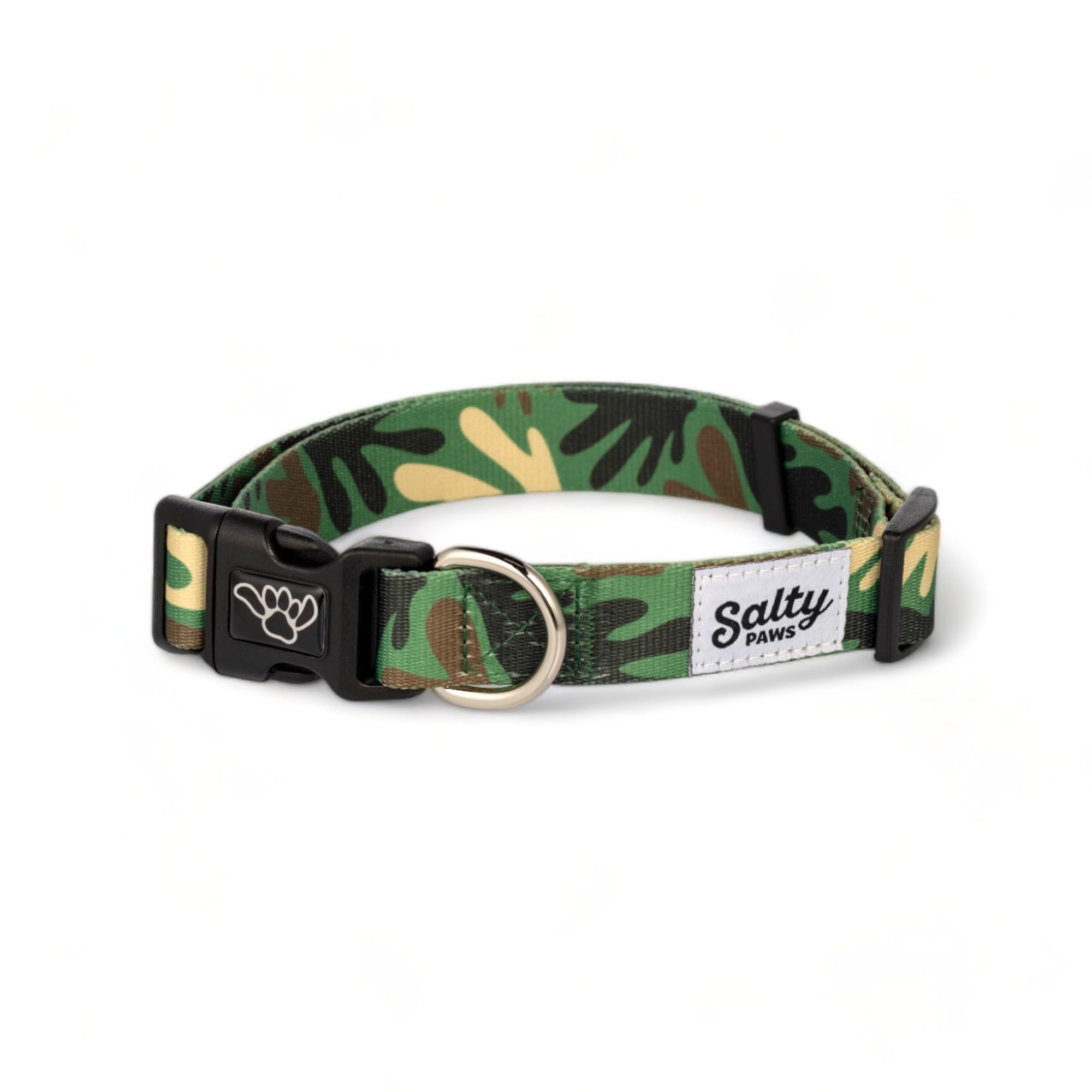 Shaka'S Salty Paws Boy & Girl Dog Collar Small Medium Large (Small Dog Collar Adj. 10-16 For Dogs Up To 25 Lbs, Green Camo Dog