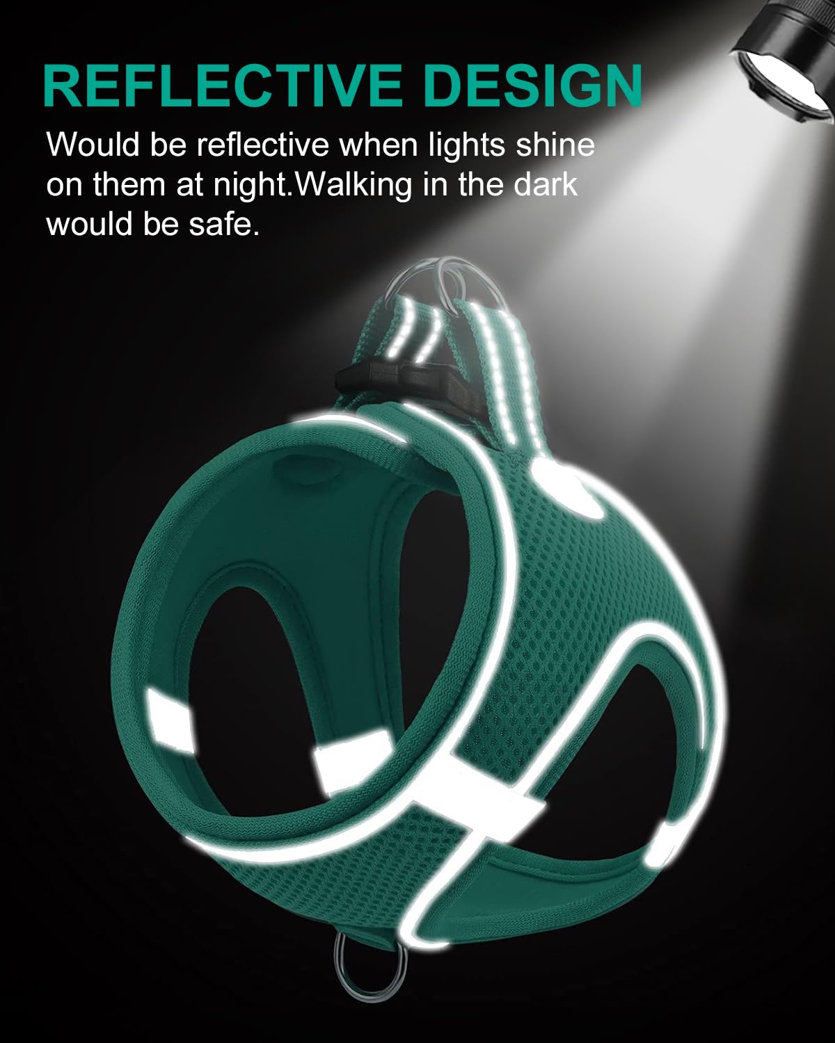 Joytale Small Dog Harness, Breathable Mesh Step-In Vest, Reflective Soft Padded Harnesses For Medium Dogs, Teal, Xl