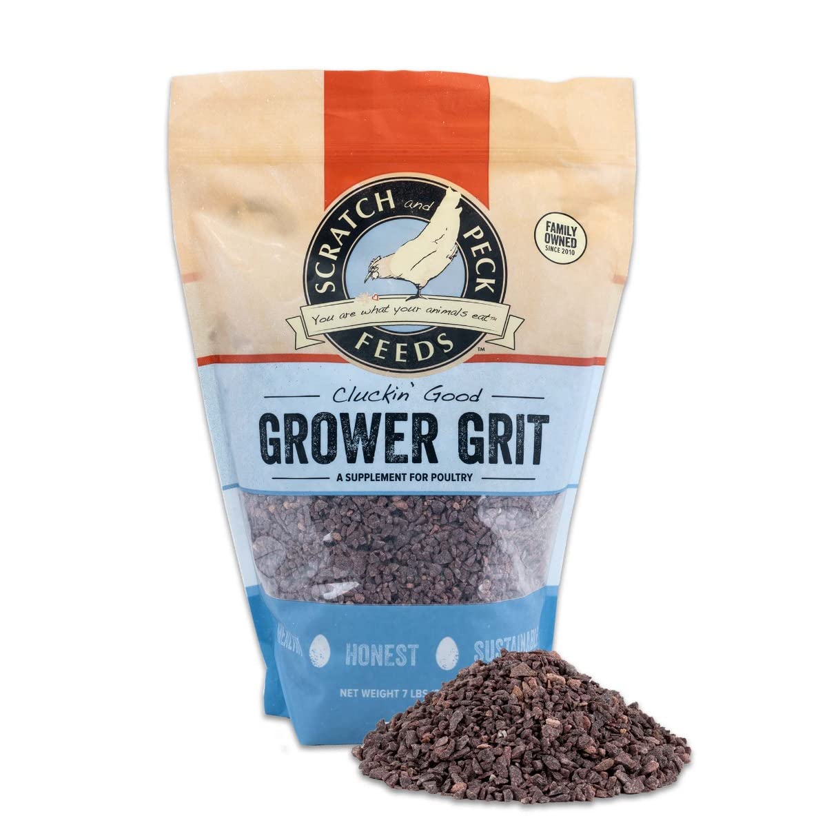 Scratch and Peck Feeds Cluckin Good Grower Grit - 7 lbs - Gizzard Development Supplement for Chickens and Ducks - Crushed Quart
