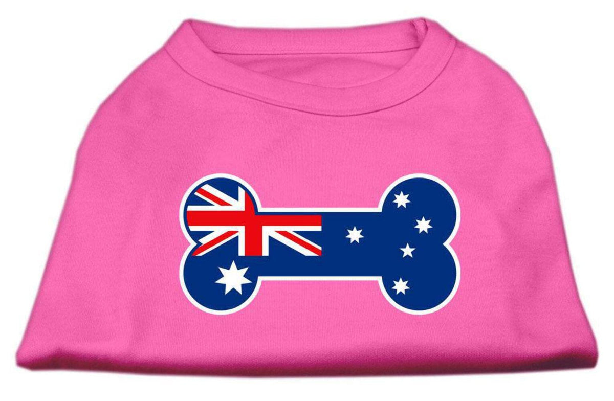 Pet Dog & Cat Shirt Screen Printed, &quot;Bone Shaped Australian Flag&quot; Bright Pink XS (0-3 lbs.)